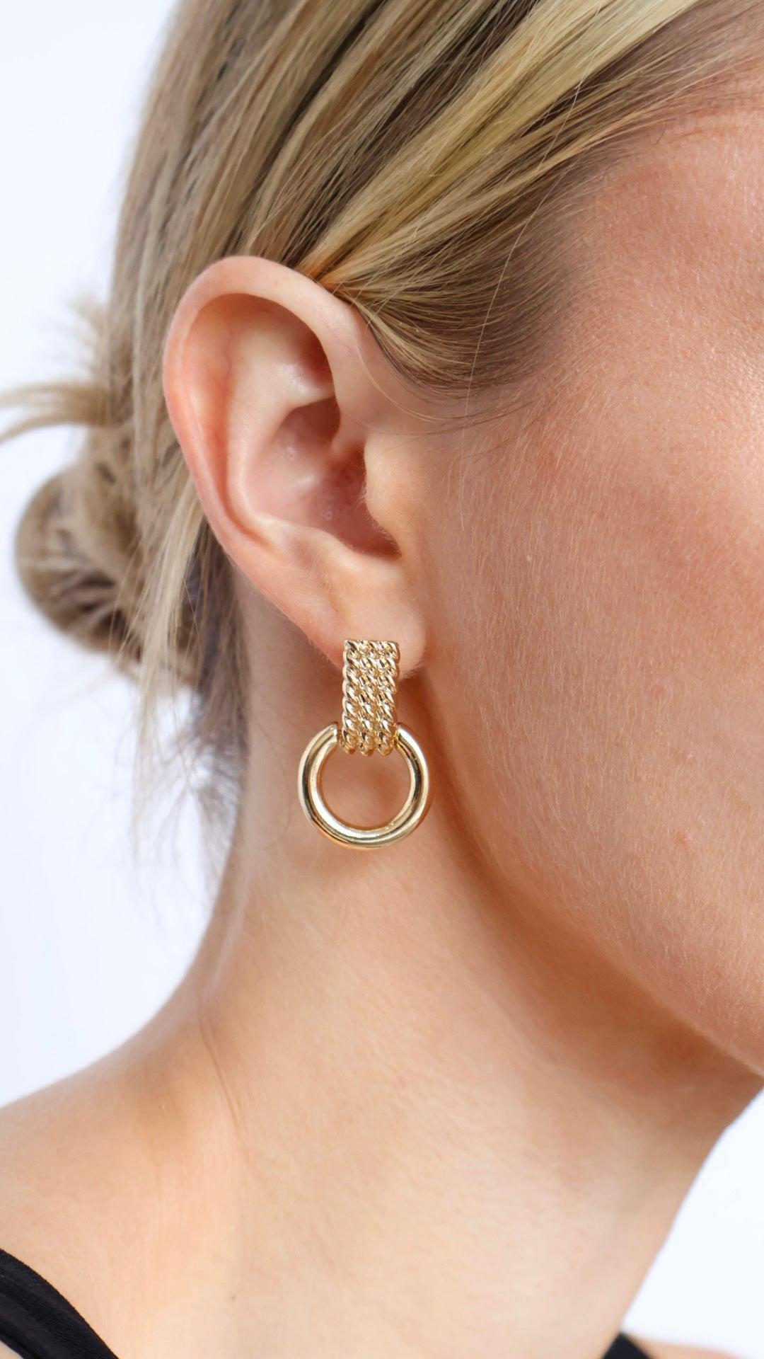 Metallic Braid And Hoop Dangle Earrings Product Image