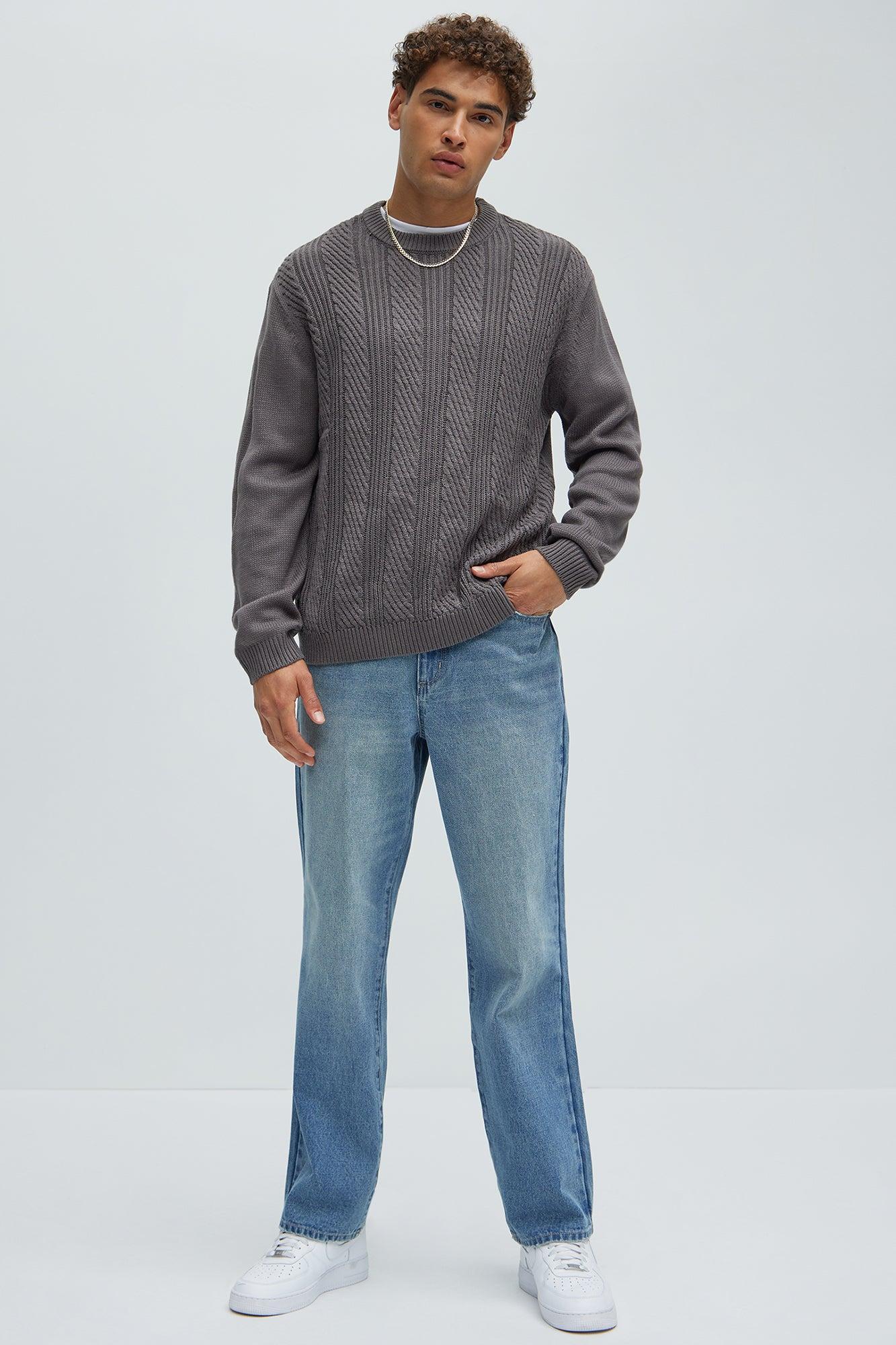 All Night Long Crewneck Sweater - Charcoal Product Image