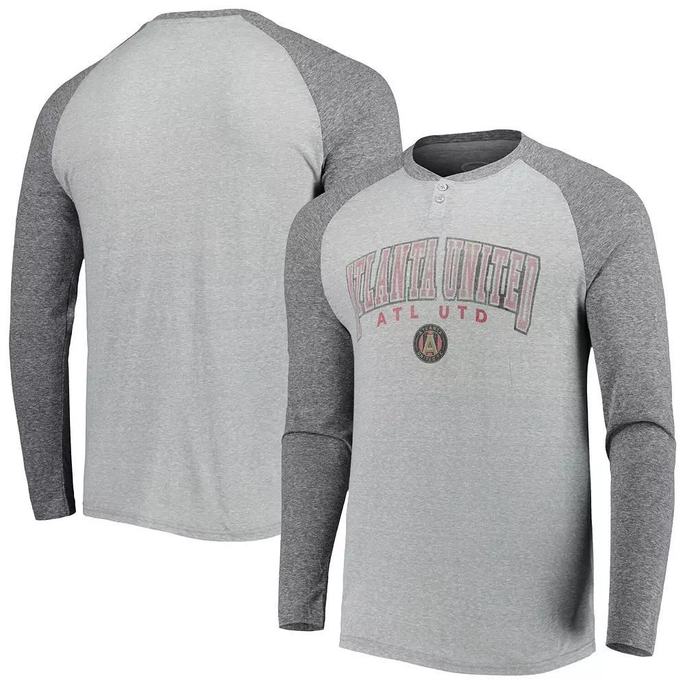 Men's Concepts Sport Heathered Gray/Heathered Charcoal Atlanta United FC Ledger Raglan Long Sleeve T-Shirt, Size: Medium, Atu Charco Product Image