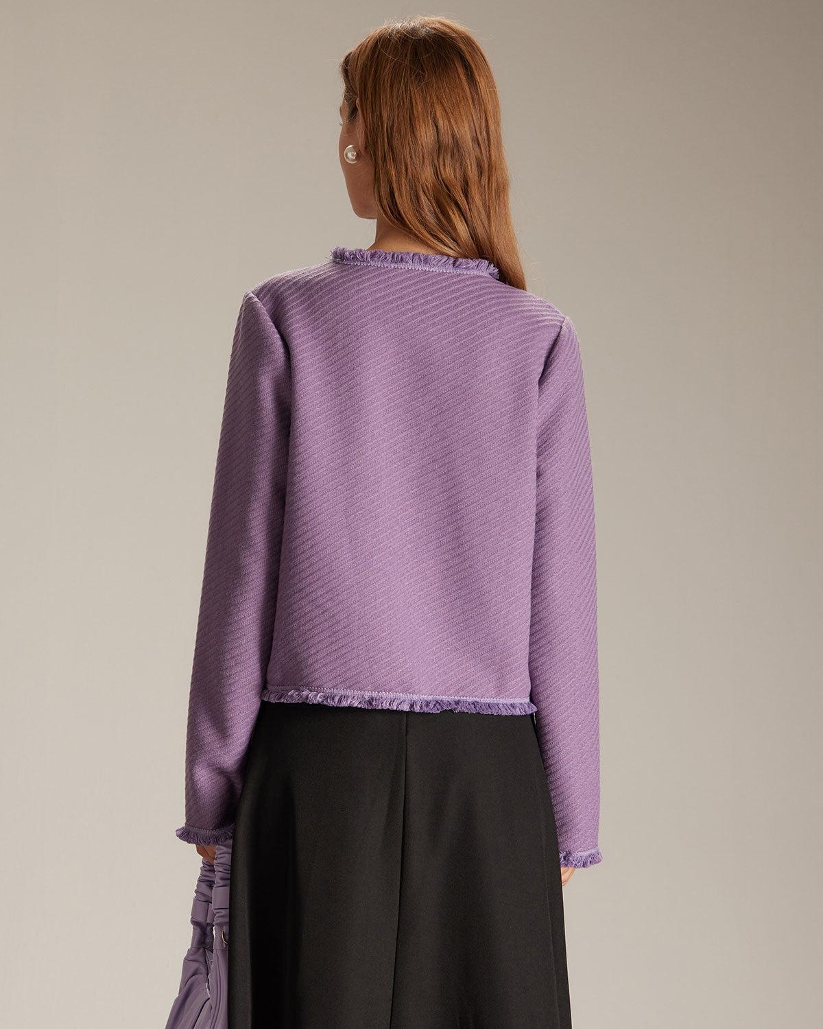 The Purple Crew Neck Single Breasted Jacket Product Image