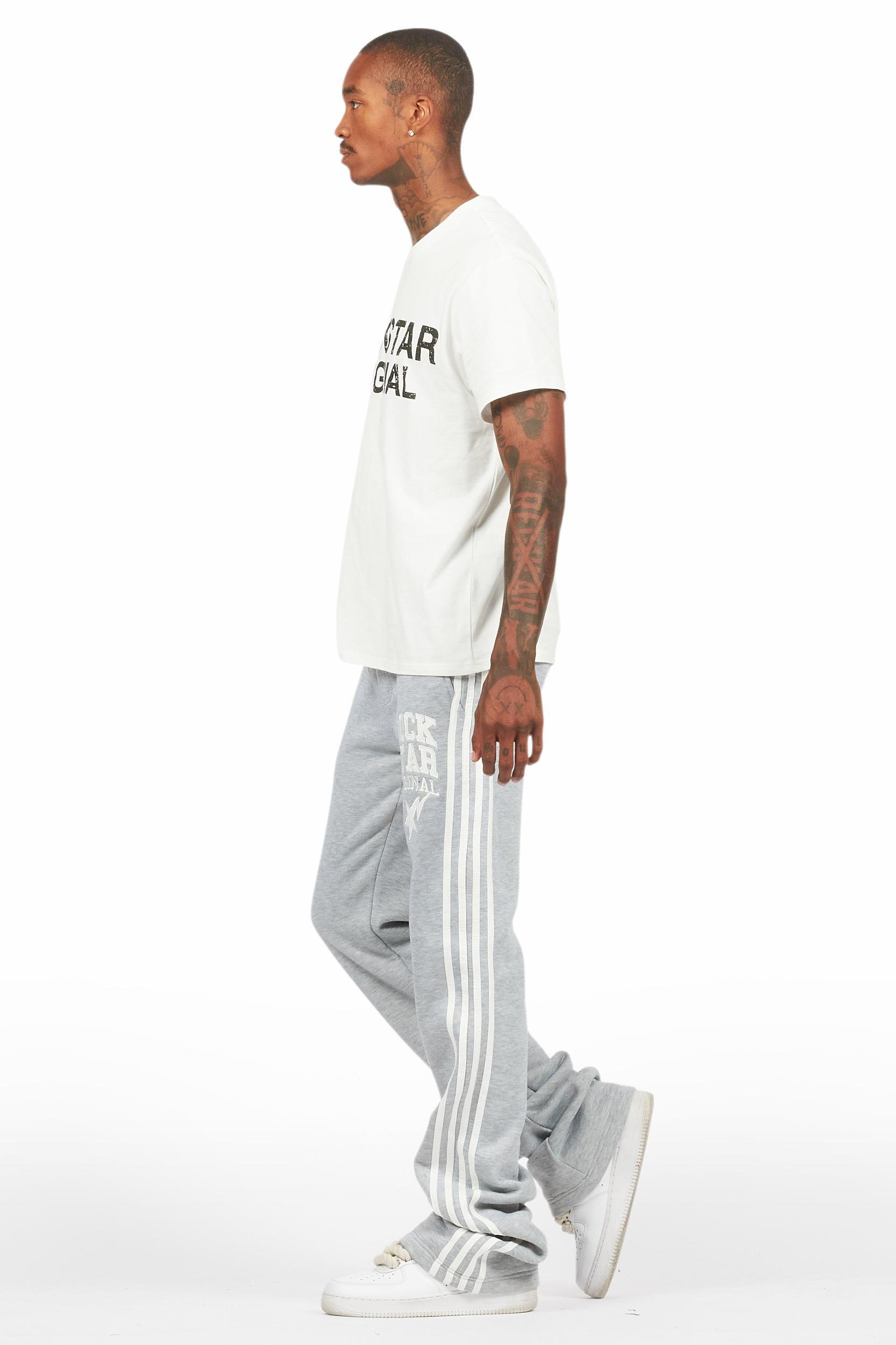 Gerrit Heather Grey Fleece Stacked Baggy Track Pant Male Product Image