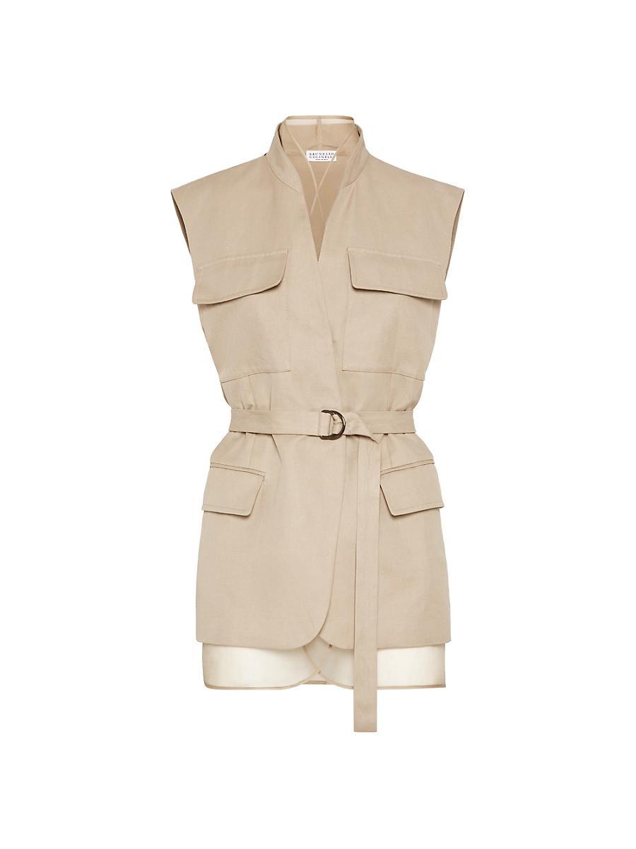Womens Cotton and Linen Cover Vest with Detachable Organza Insert Product Image