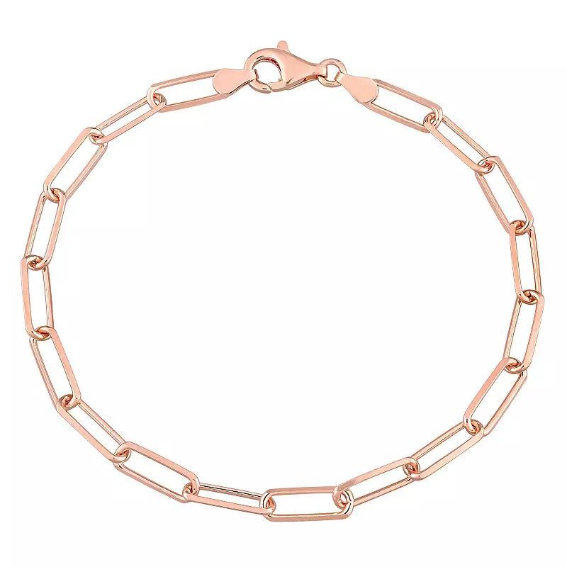 Stella Grace Sterling Silver Fancy Cut Paper Clip Link Chain Bracelet, Mens Rose Gold Tone Product Image