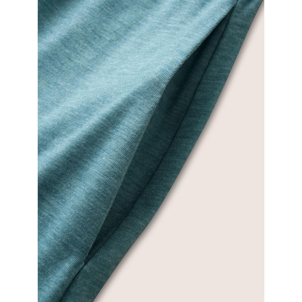 Plus Size Supersoft Essentials Solid Wrap Cap Sleeve Dress Turquoise Women Casual Overlapping Overlap Collar Cap Sleeve Curvy Midi Dress BloomChic 18-20/2X Product Image