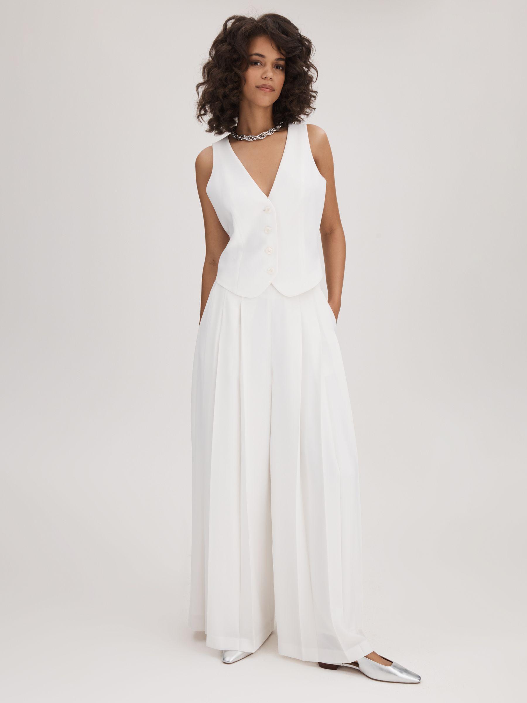 Florere Pleated Wide Leg Trousers in Ivory Product Image