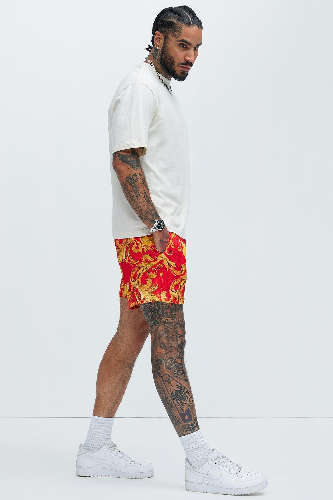 Baroque King Mesh Shorts - Red Product Image