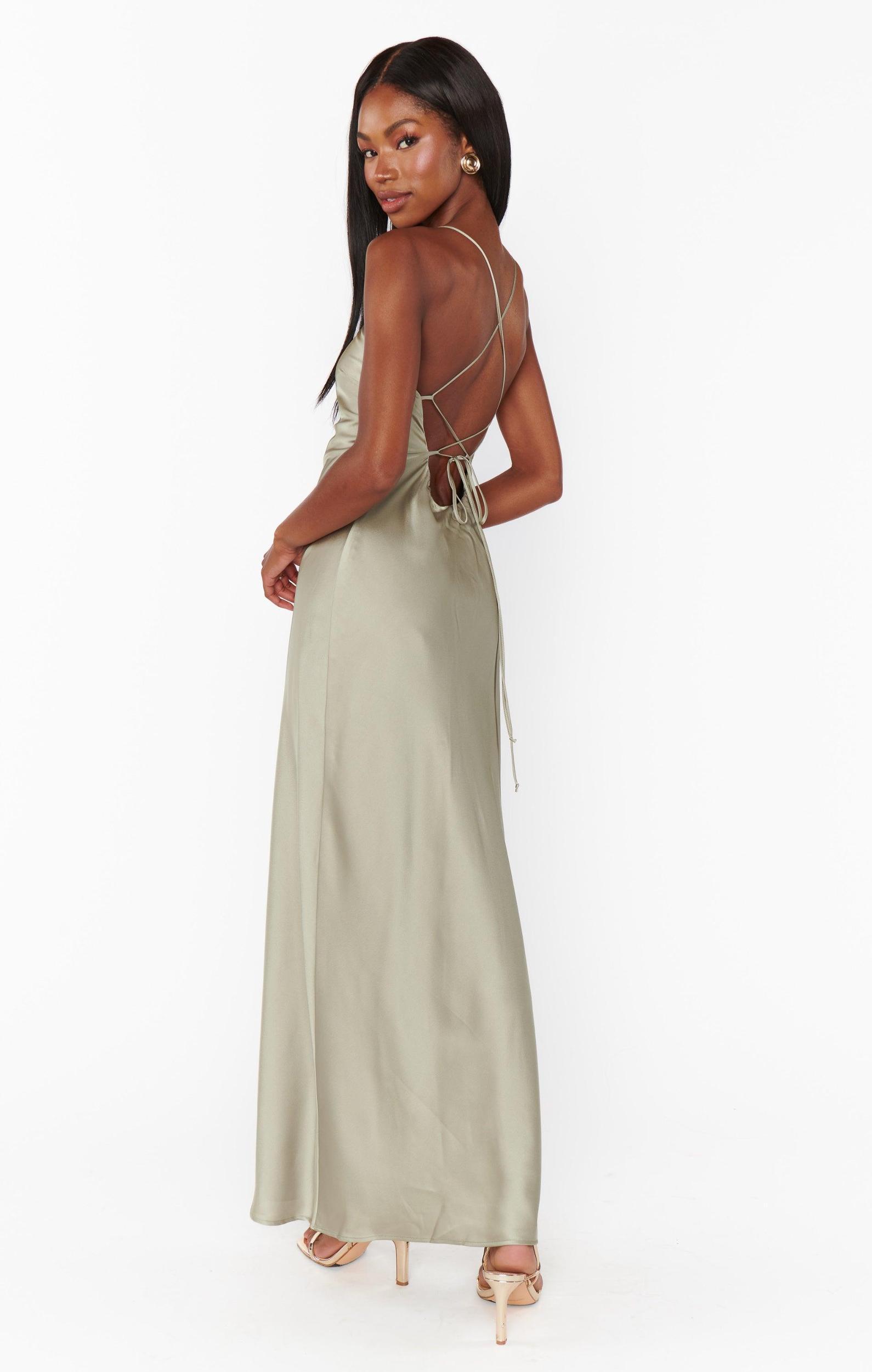 Dani Slip Dress ~ Moss Green Luxe Satin Product Image
