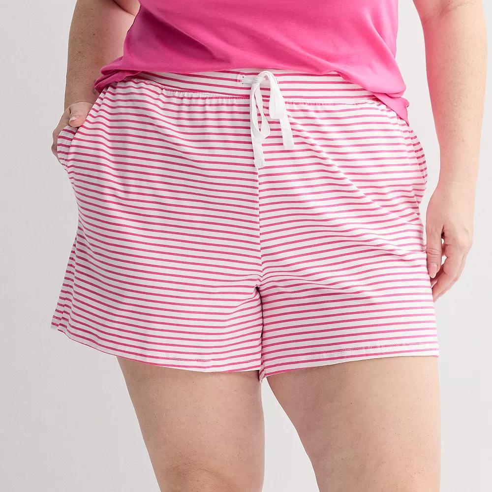 Plus Size Sonoma Goods For Life® Striped Sleep Shorts, Women's, Size: 2XL, White Gray Stripe Product Image