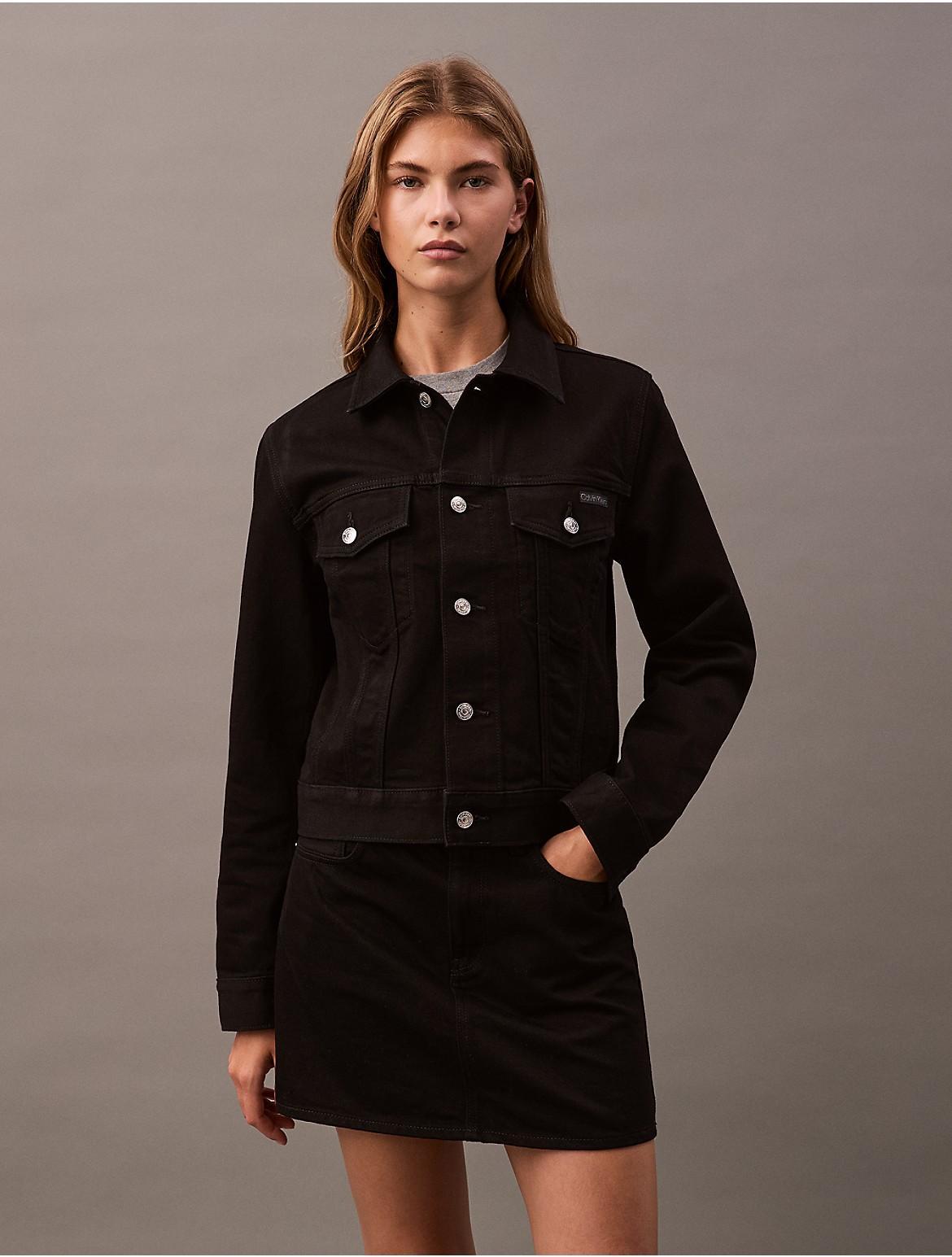 Calvin Klein Womens Classic Denim Trucker Jacket - Black - M Product Image