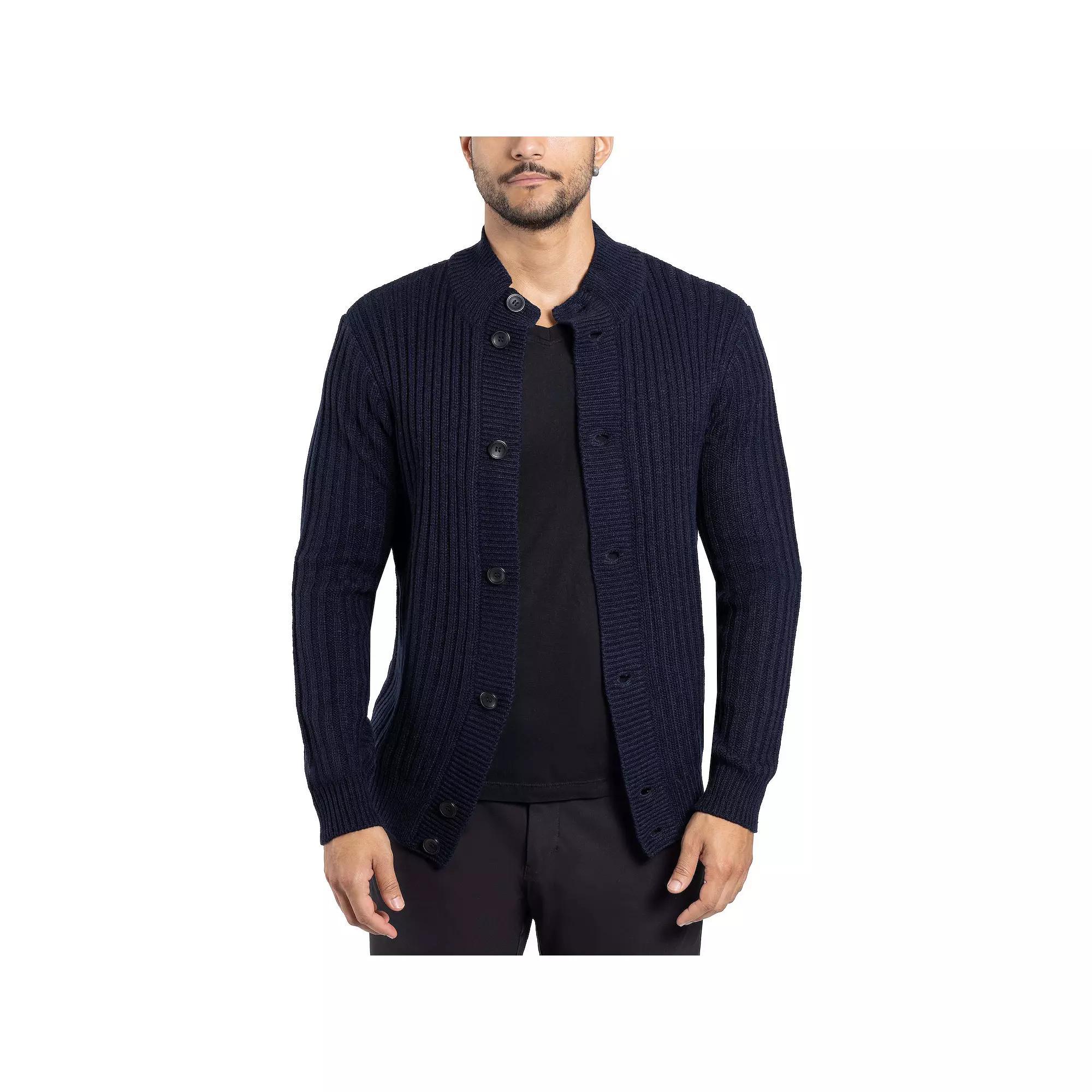Men's Xray Stand-Collar Cardigan Sweater, Size: 3XL, Silver Grey Product Image