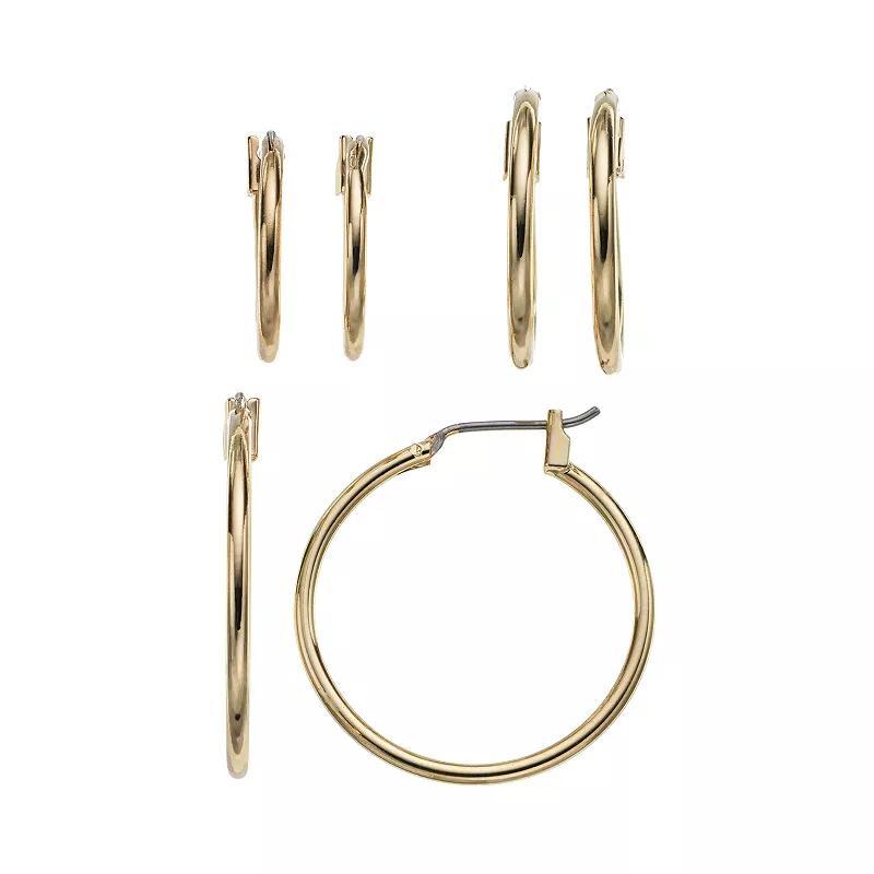 Napier Hoop Earring Set, Womens, Gold Tone Product Image