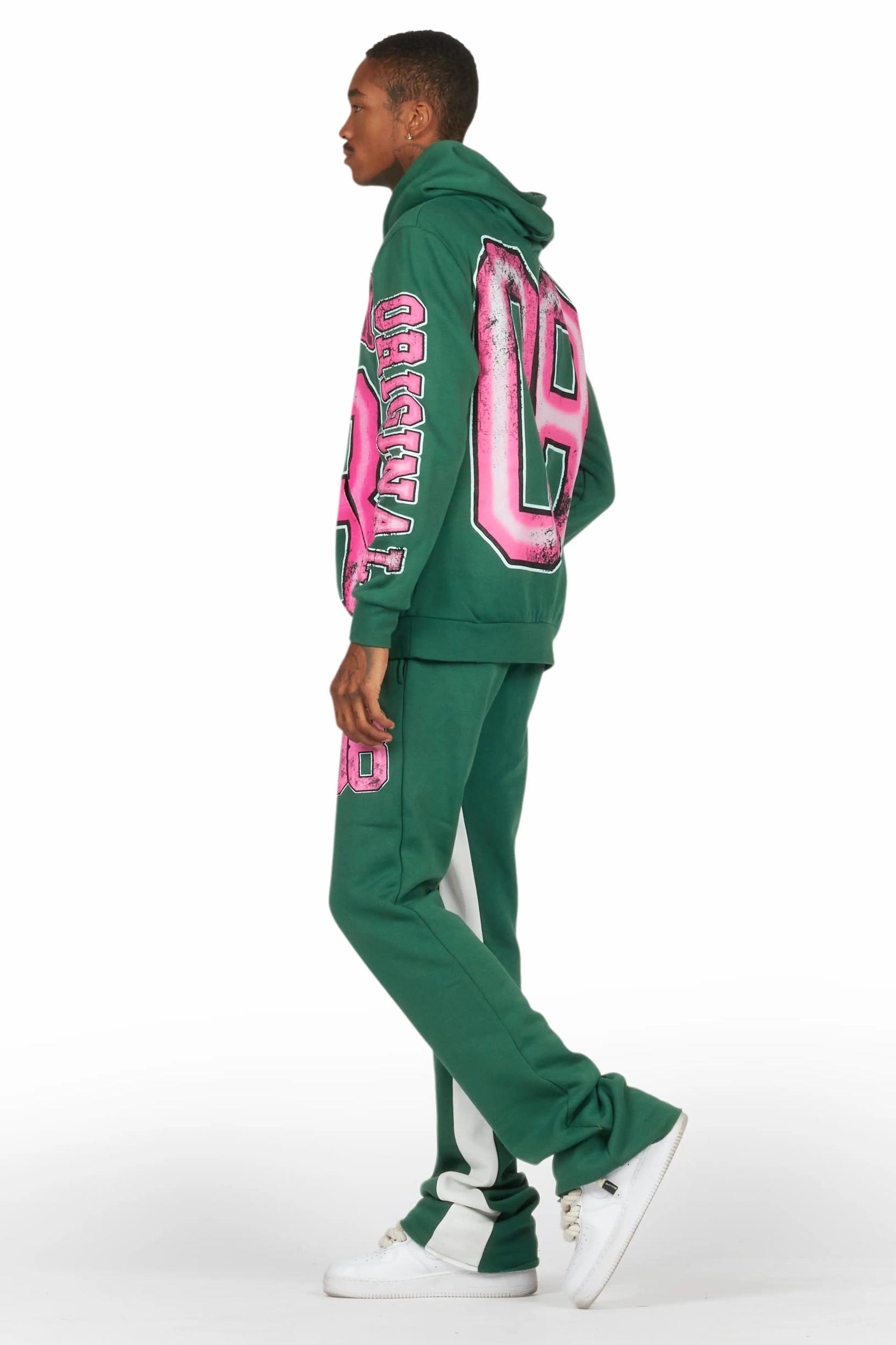 Fields Green Hoodie Baggy Track Pant Set Male Product Image