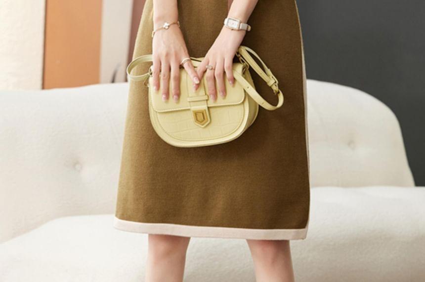 Long-Sleeve Crew Neck Striped Sweater Dress Product Image