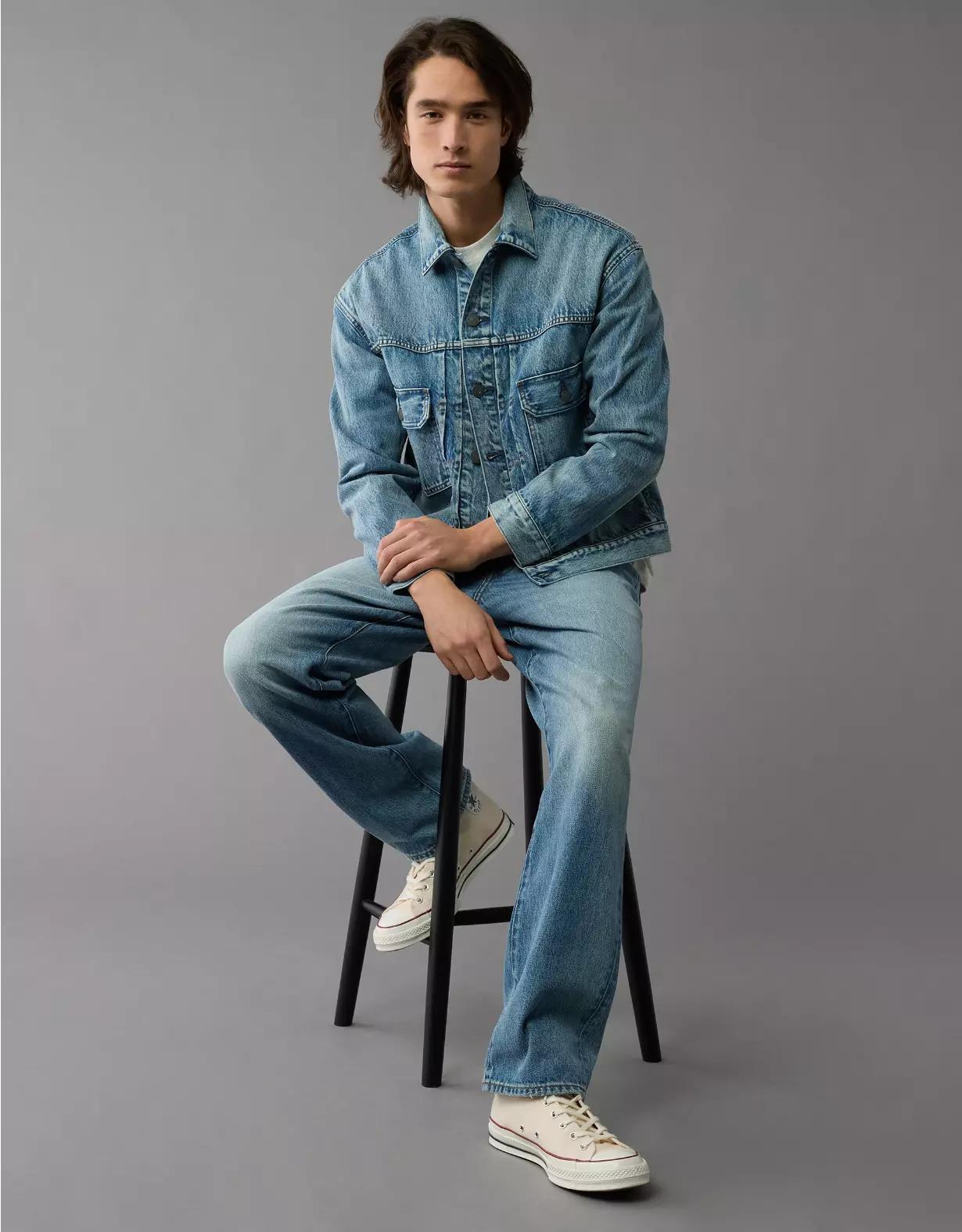 AE Boxy Denim Trucker Jacket Product Image