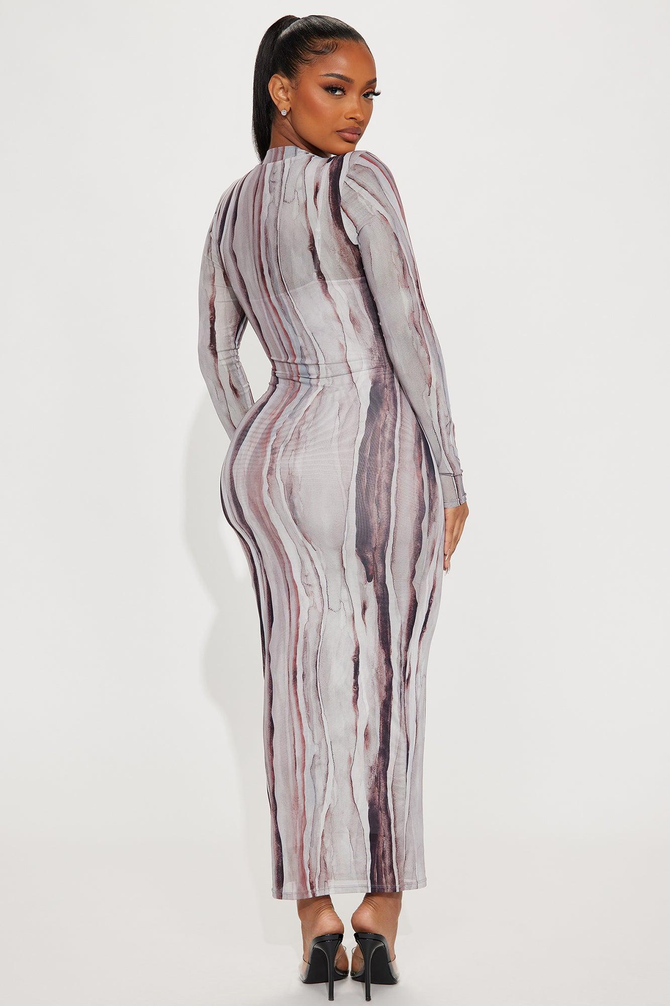 Genesis Mesh Maxi Dress - Grey Product Image