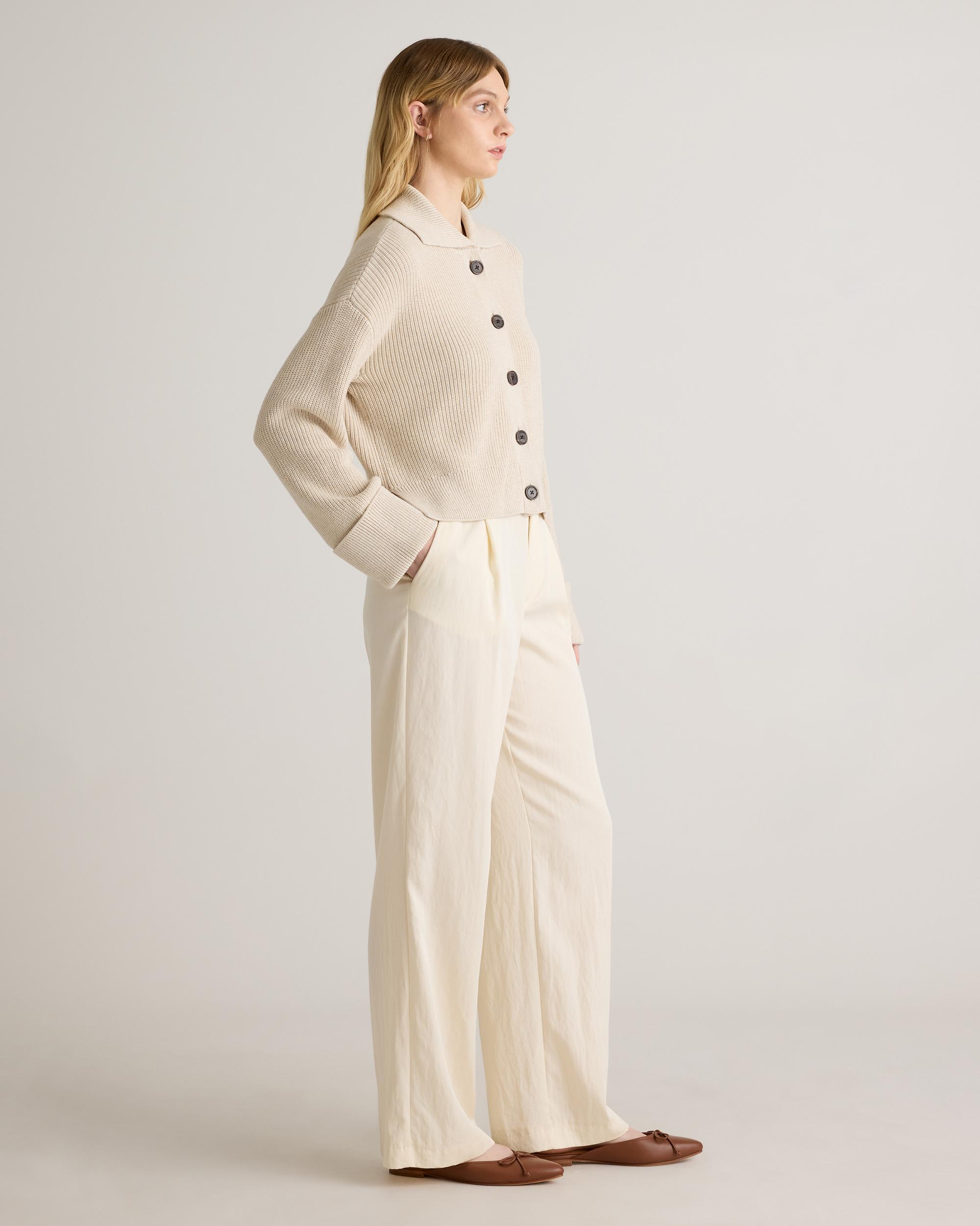 Quince | Women's Fisherman Collared Cardigan Sweater Organic Cotton Product Image