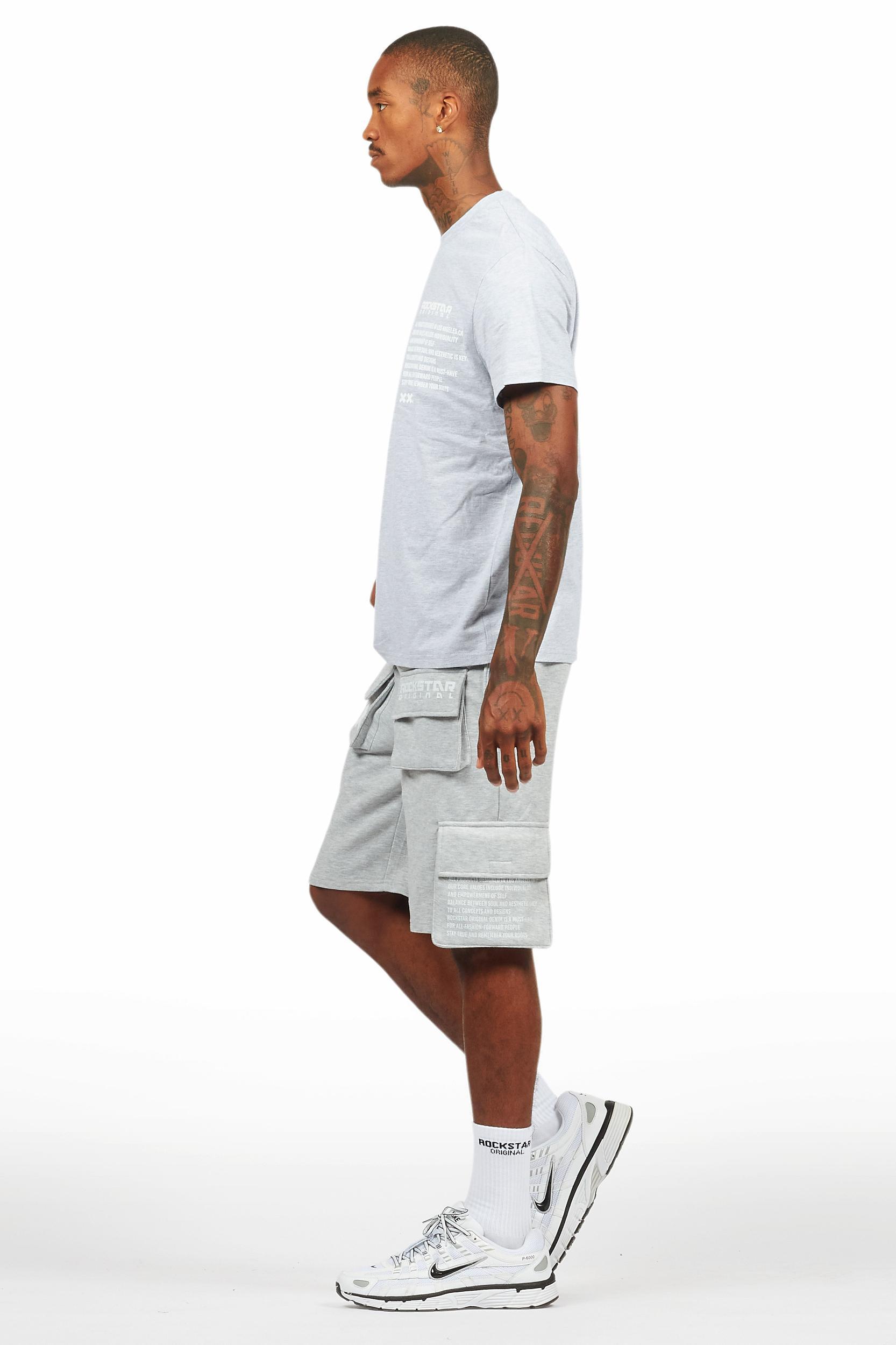 Jash Heather Grey/White Short Set Male Product Image
