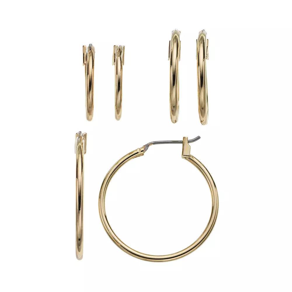 Napier Hoop Earring Set, Womens, Gold Tone Product Image