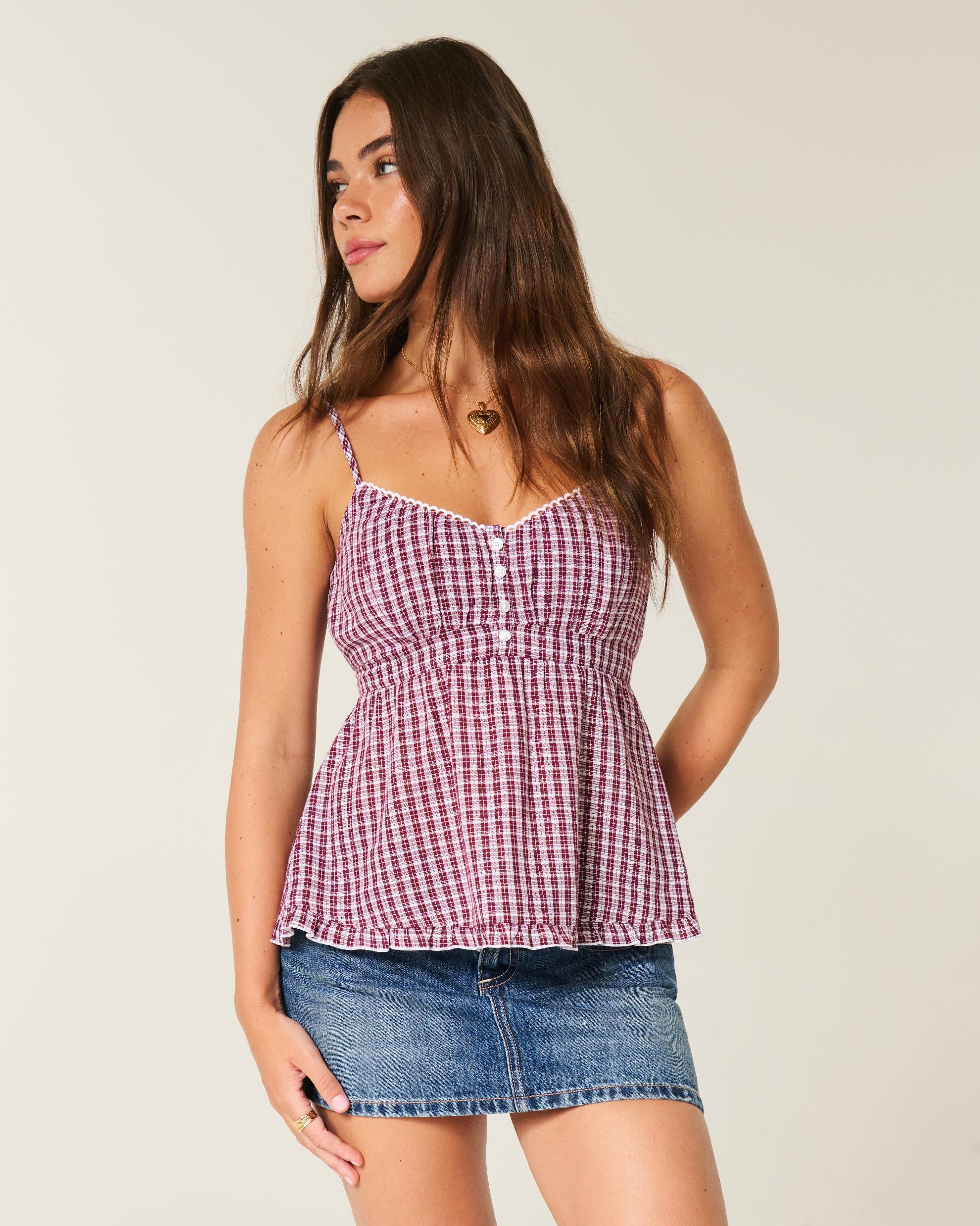 Light Wash Studded Denim Mini Skort Product Image