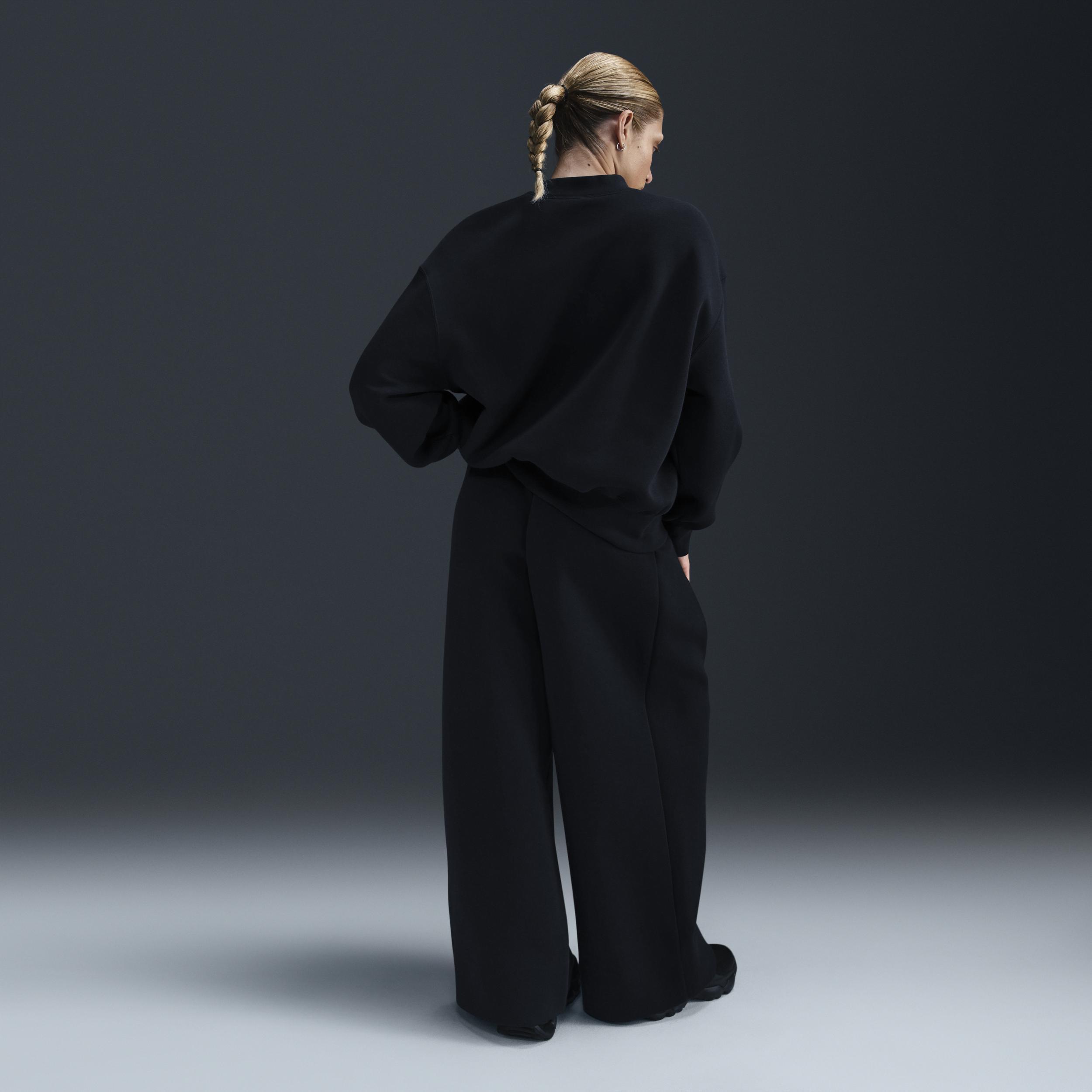 Nike Womens Sportswear Tech Fleece Oversized Crewneck Sweatshirt in Black Product Image
