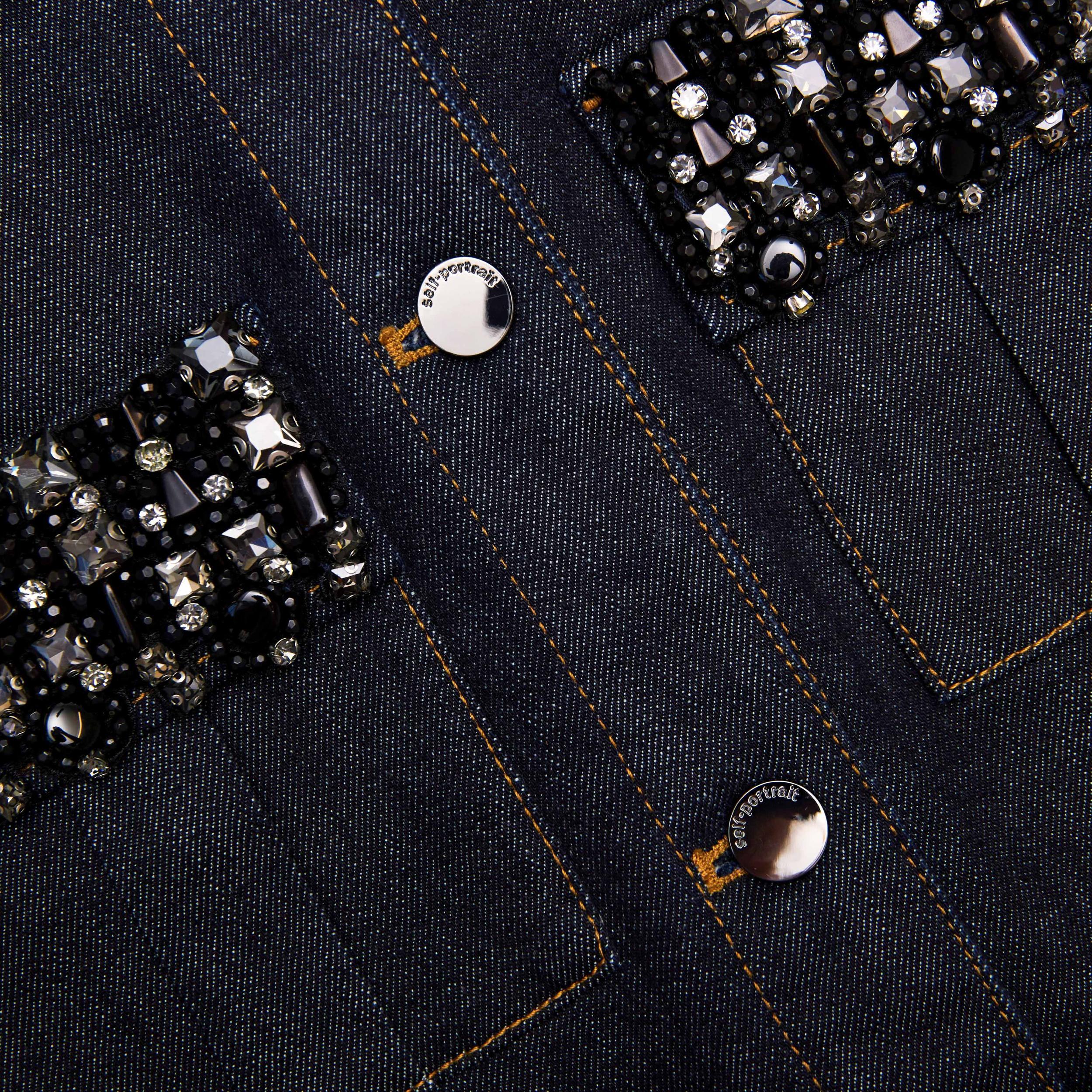 Indigo Denim Crystal Trim Mini Dress Product Image