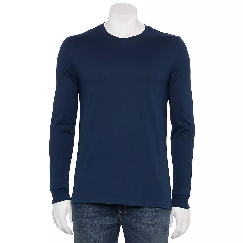 Men's Sonoma Goods For Life® Supersoft Long Sleeve Crewneck Tee, Size: Medium, Mineral Blue Product Image