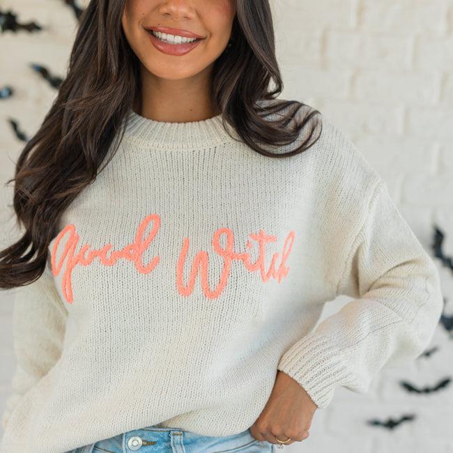 Happy To Be The Good Witch Stone and Coral Sweater FINAL SALE Product Image