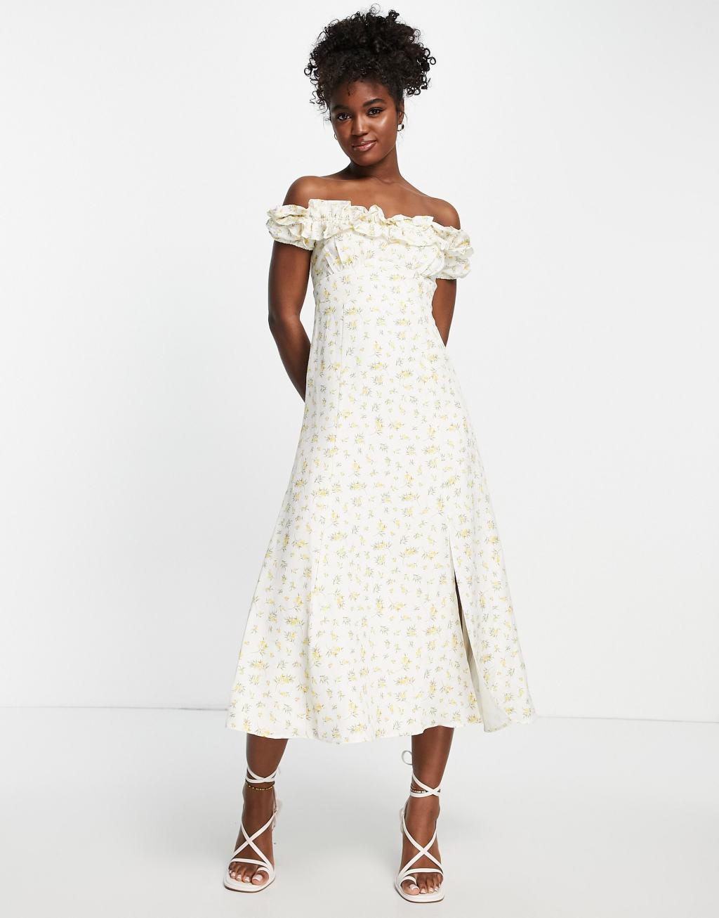 Ever New bardot frill midi dress Product Image