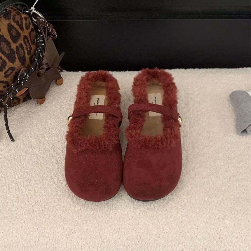Fleece Trim Mary Jane Flats Product Image