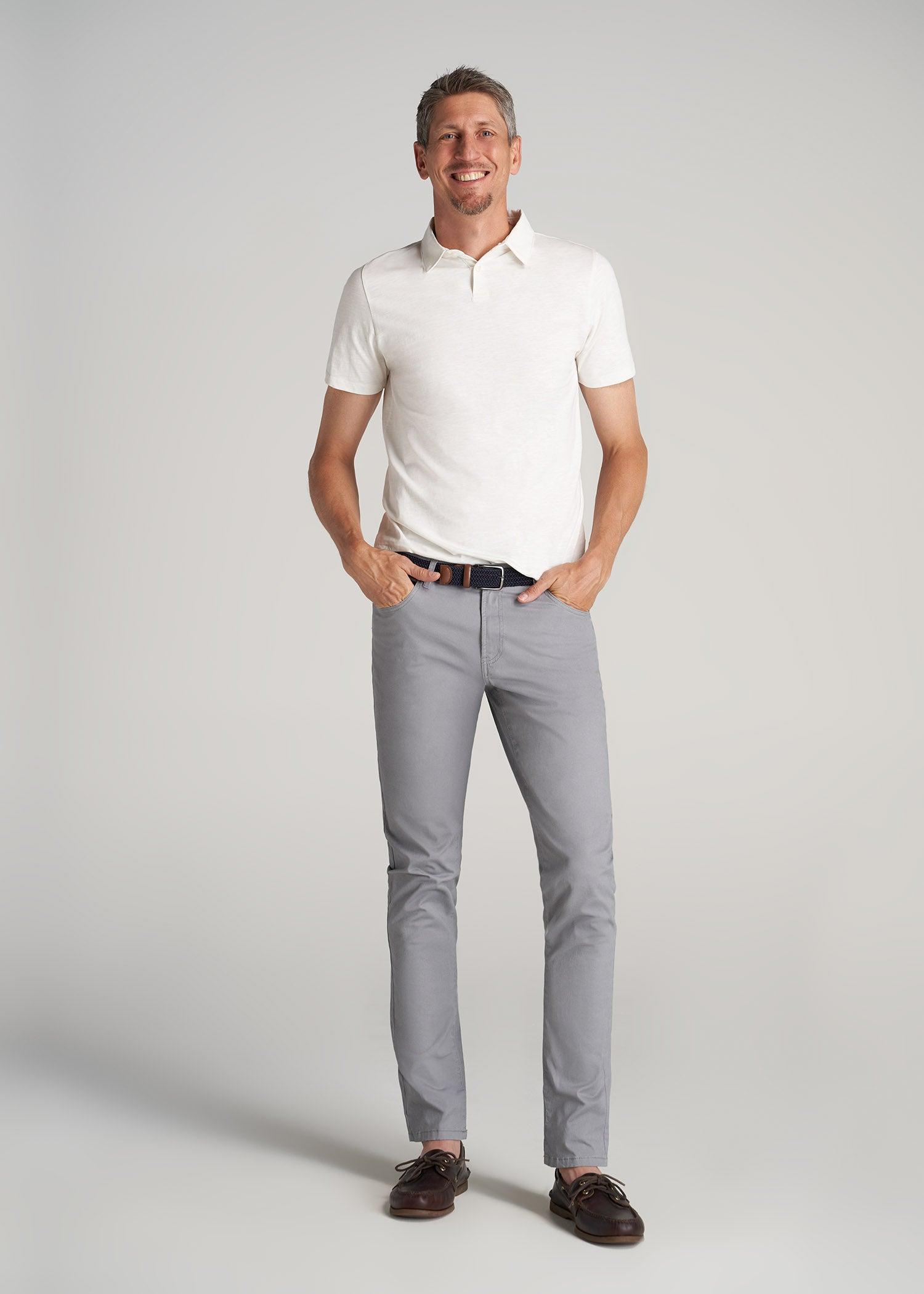 Carman TAPERED Fit Five Pocket Pants for Tall Men in Soft Beige Product Image