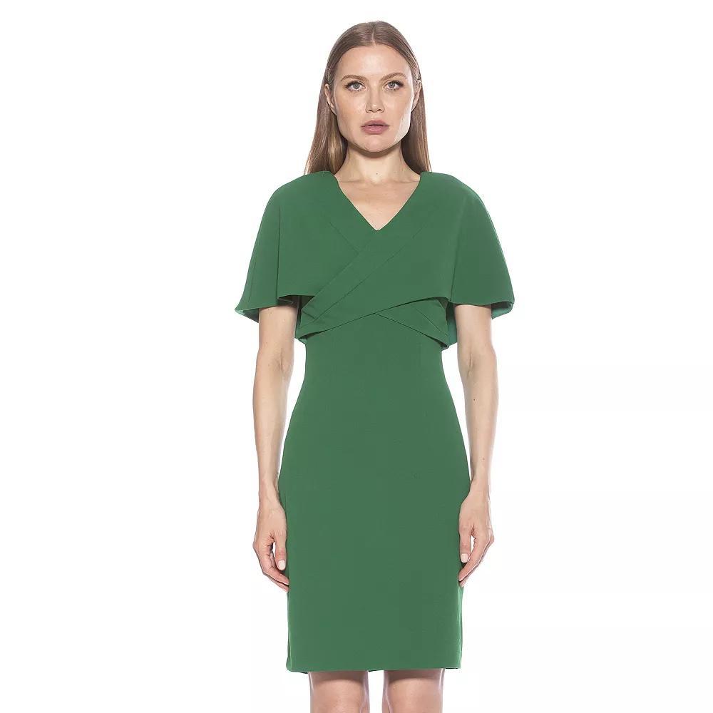 Women's ALEXIA ADMOR Devi V Neck Wrap Sheath Dress, Size: XS, Green Product Image