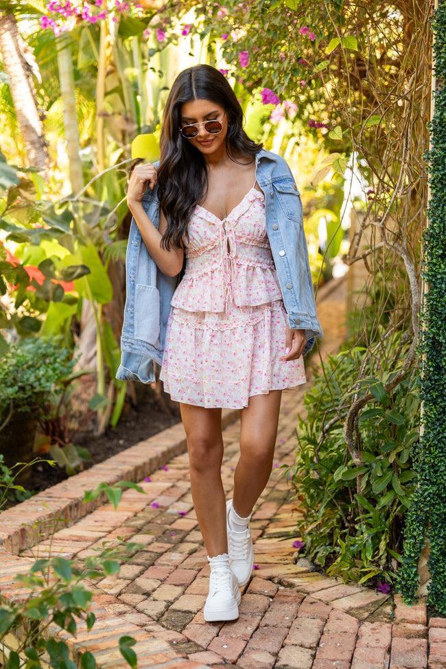 What It Takes Pink Multi Floral Ruffle Tank and Skirt Set SALE Product Image