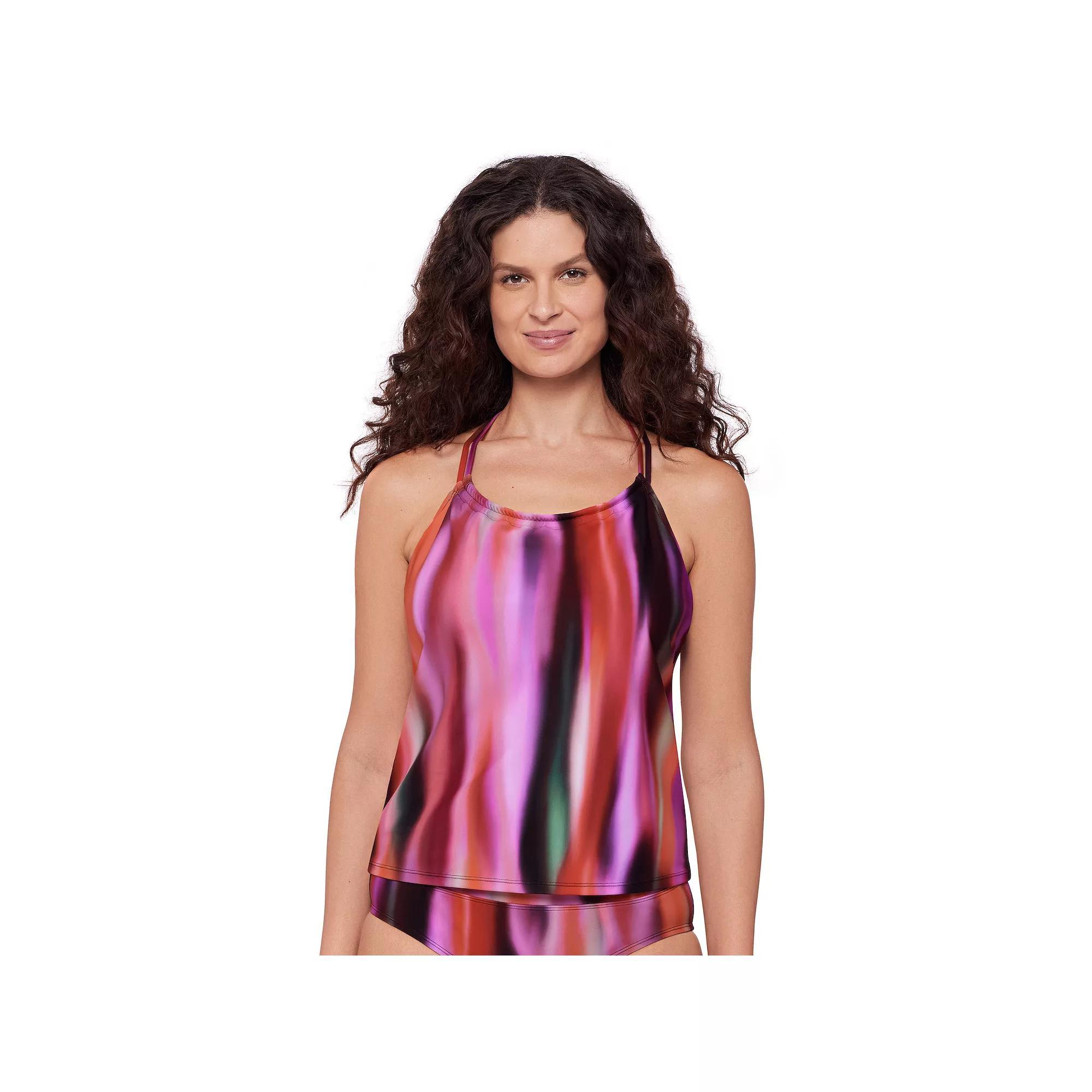 Women's Eco Beach Peasant Neck Strappy Racer Back Tankini Swim Top, Size: Small, Northern Lights Product Image