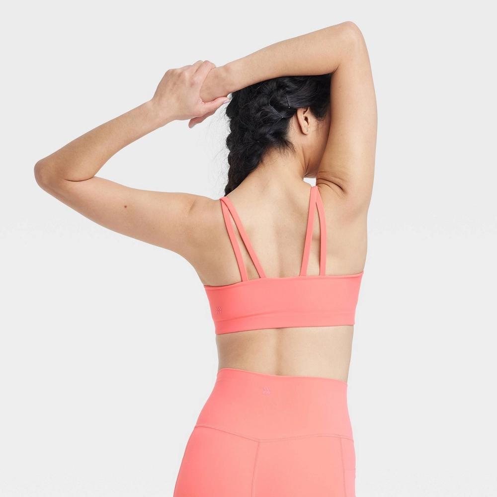 Womens Everyday Soft Light Support Strappy Sports Bra - All In Motion Coral Red XL: Moisture Wicking, Quick Drying Product Image