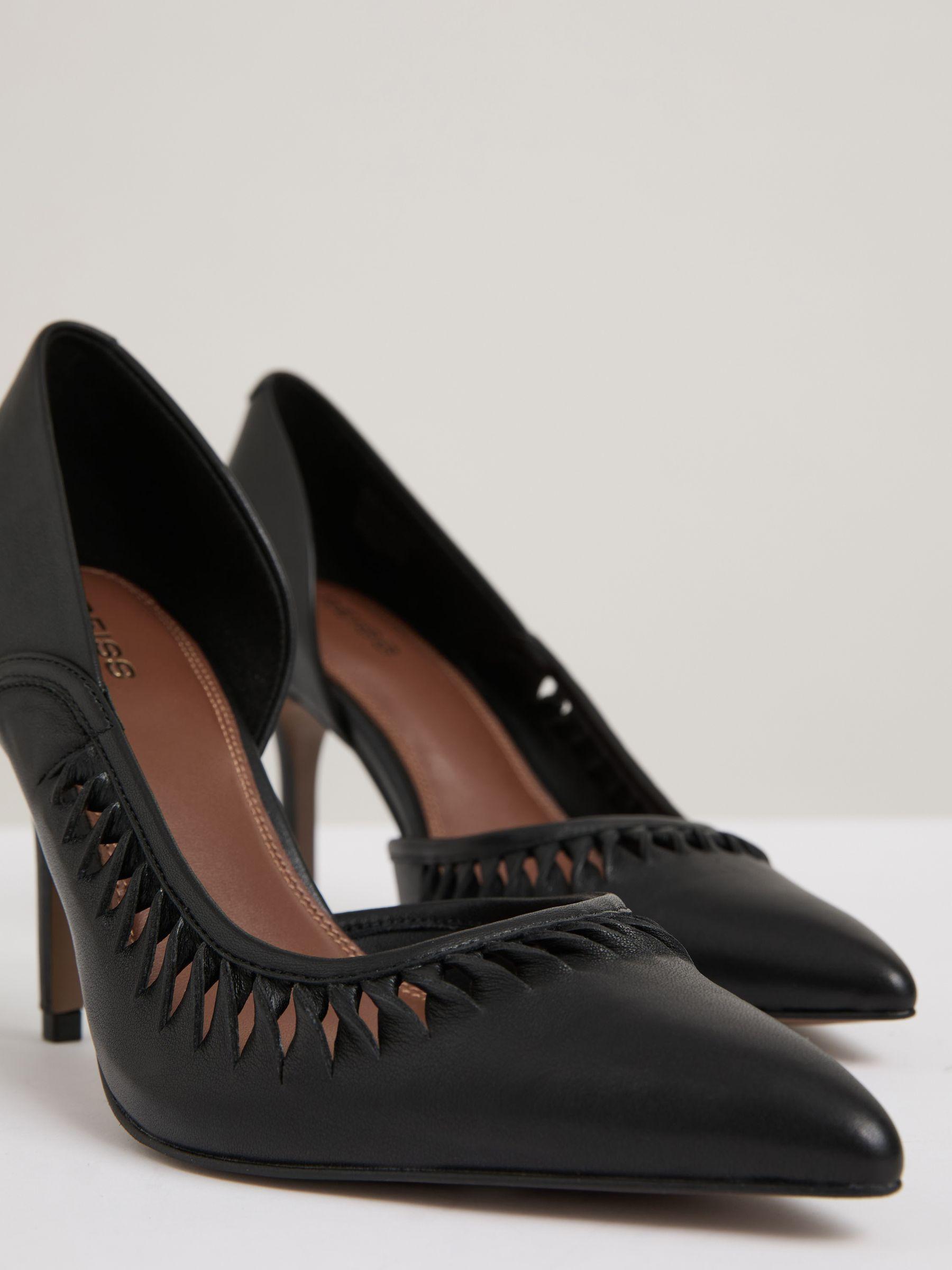 Leather Twist Detail Court Shoes in Black Product Image