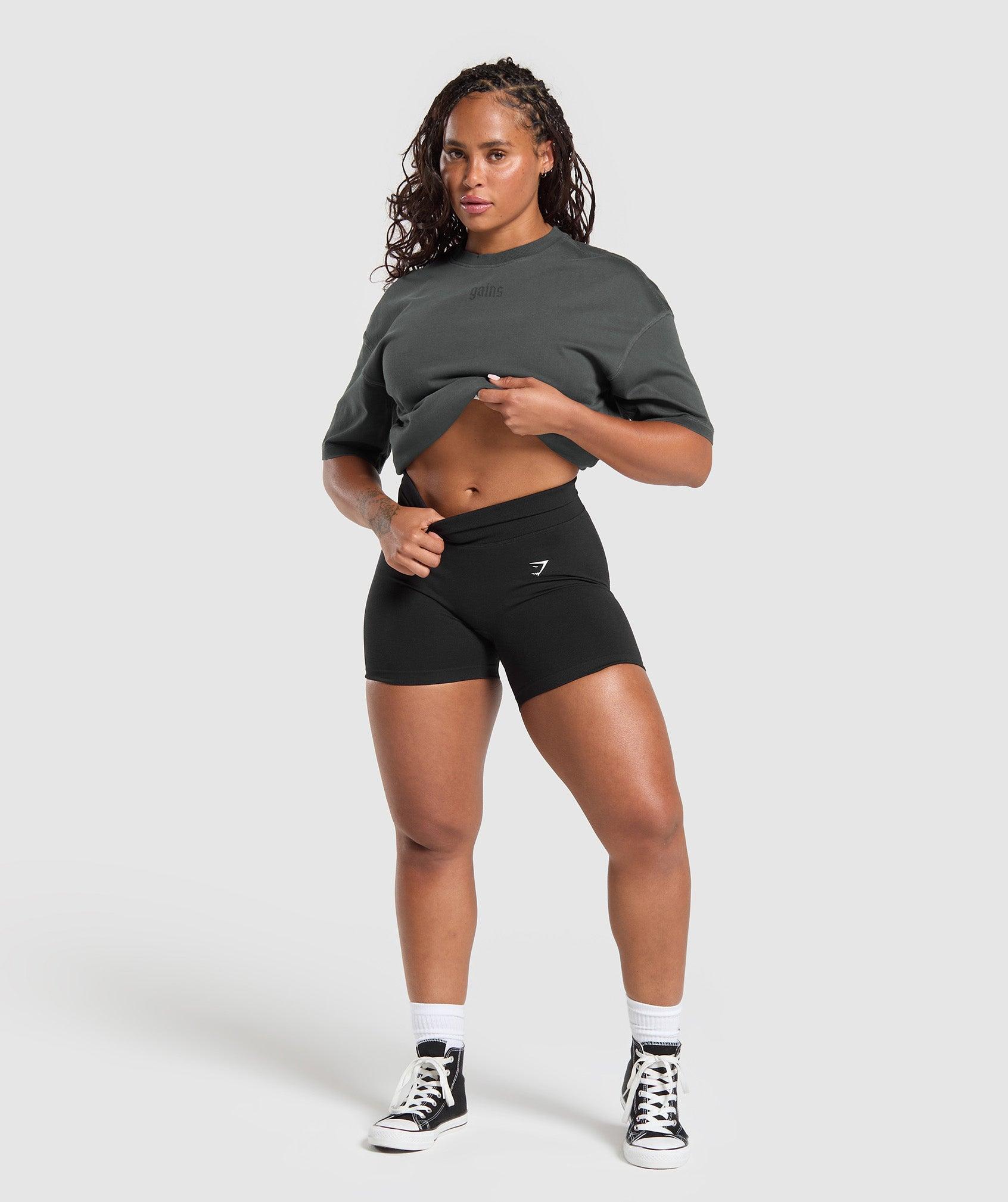 Gymshark Gains Washed Heavyweight Cotton T-Shirt - Asphalt Grey/Black Female Product Image