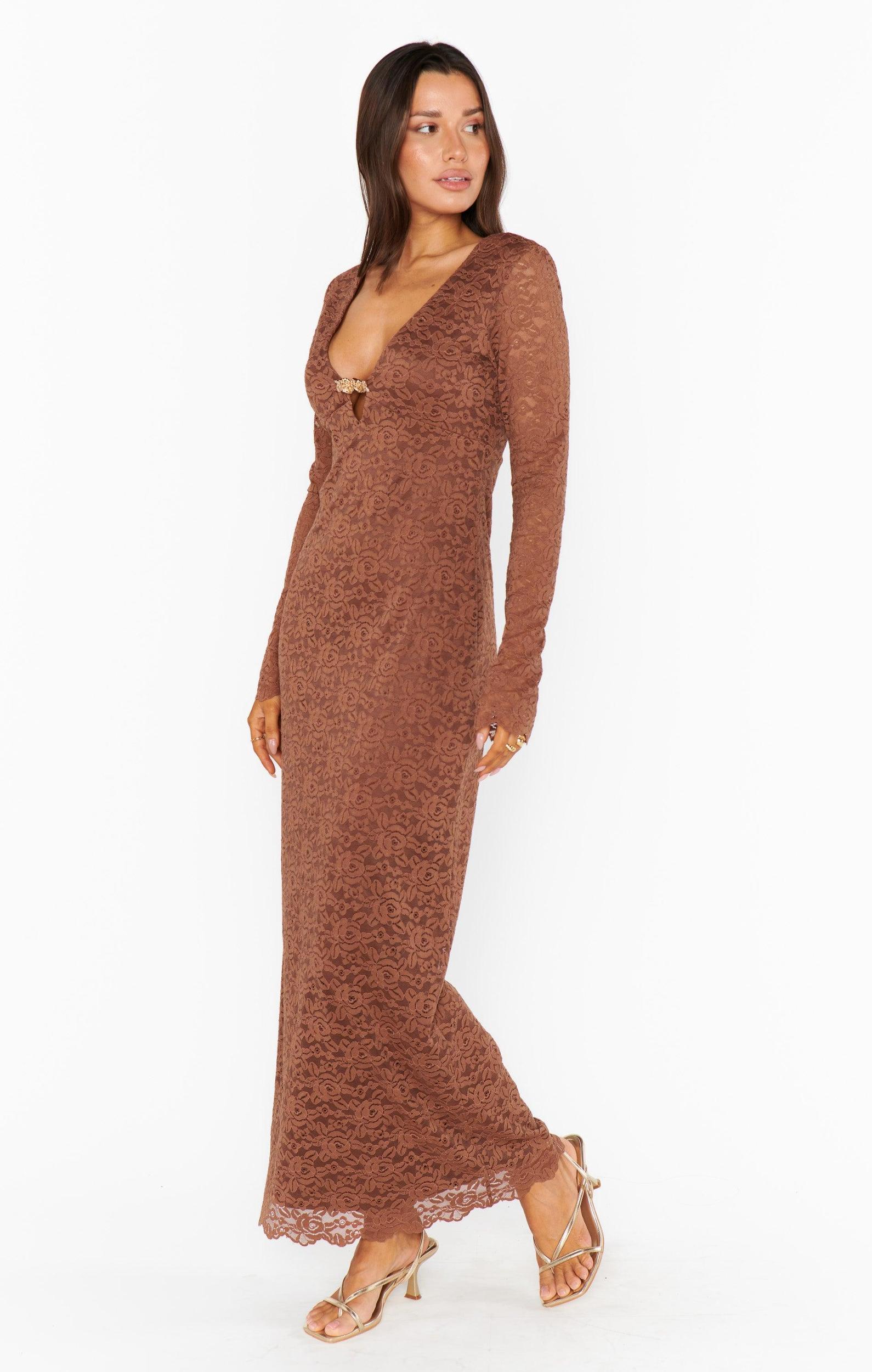 Leah Dress ~ Brown Lovely Lace Product Image