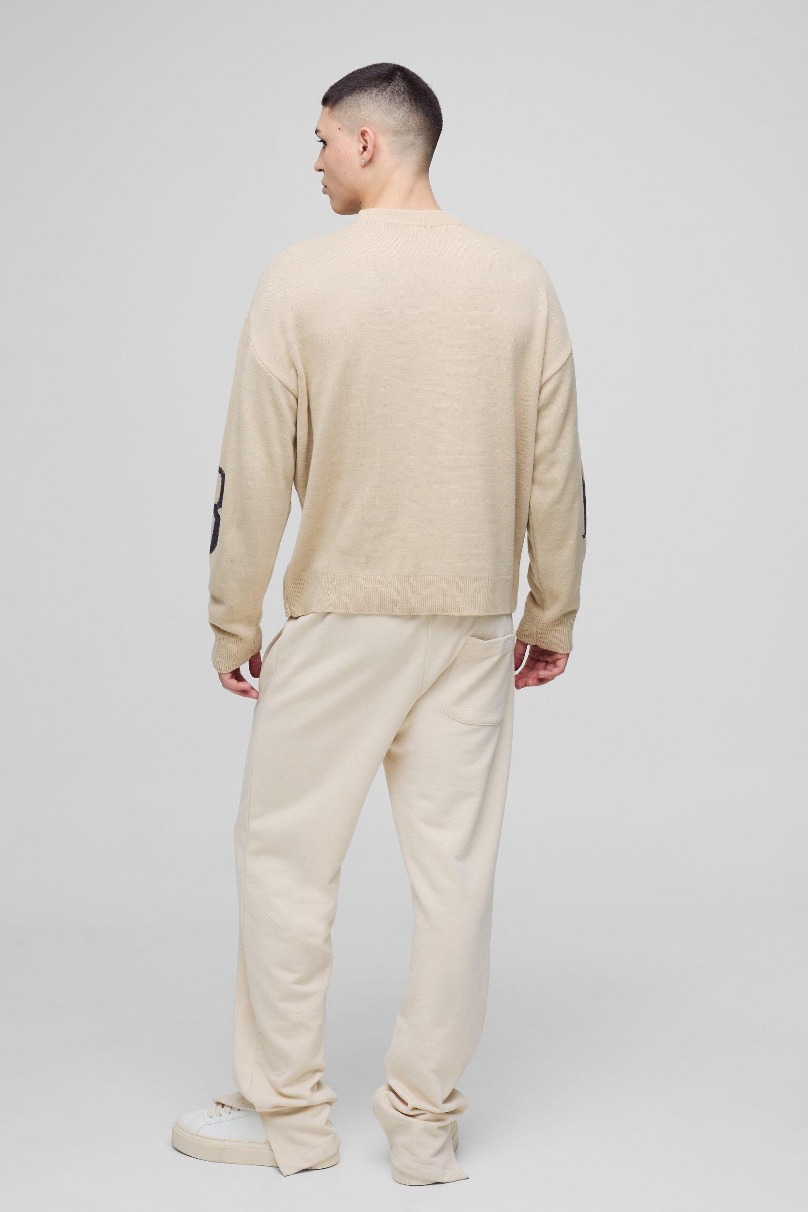 Oversized Boxy Teddy Knitted Sweater | boohooMAN USA Product Image