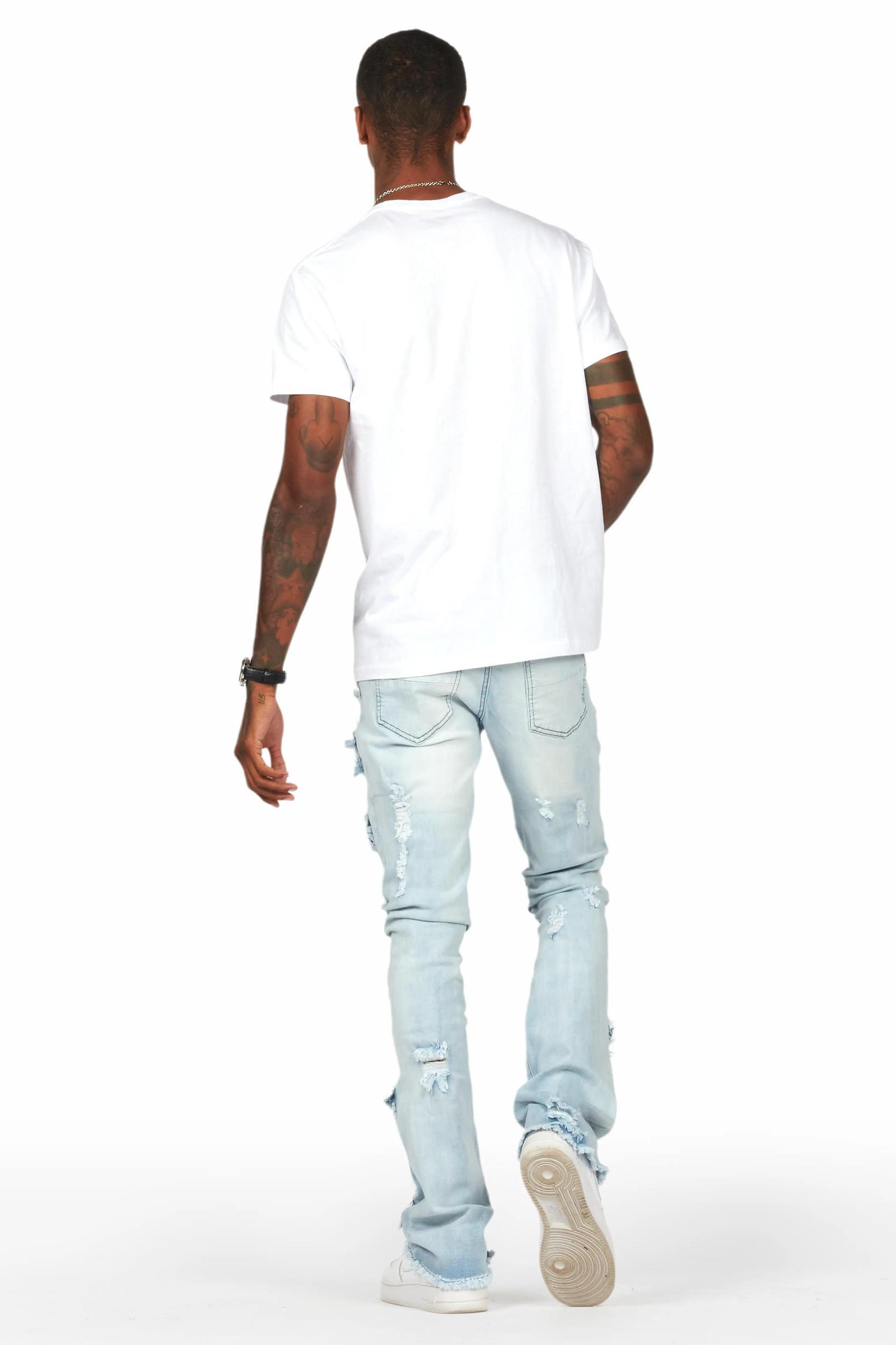 Erico Blue Stacked Flare Cargo Jean Male Product Image