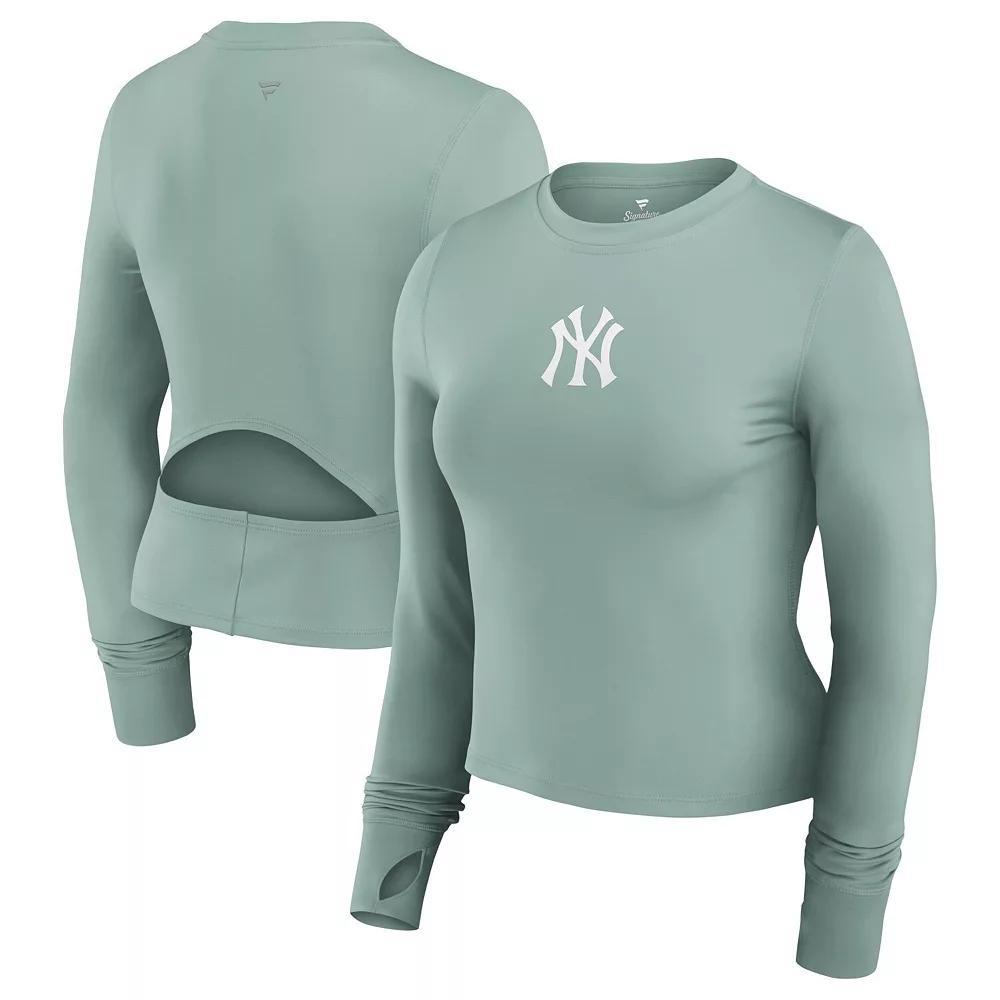 Women's Fanatics Green New York Yankees Studio Fitted Long Sleeve Gym Top, Size: 3XL Product Image