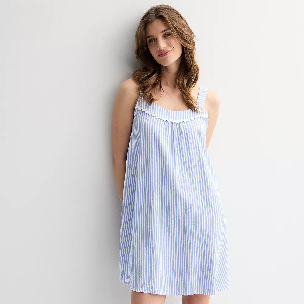 Women's Draper James Seersucker Chemise, Size: XL, Blue Stripe Product Image