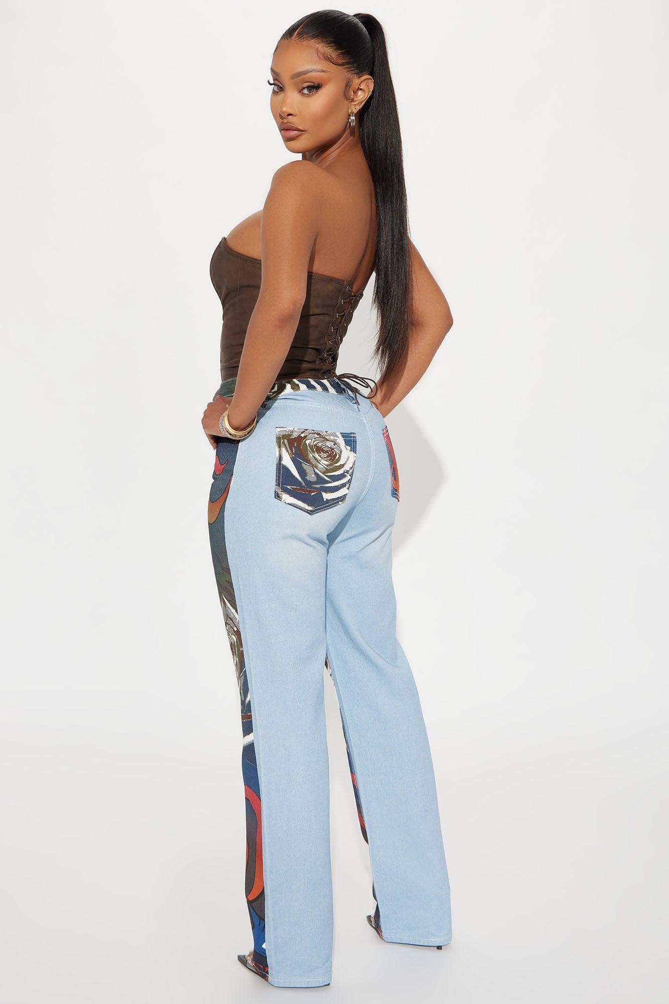 Louder Than Words Wide Leg Jeans - Multi Color Product Image