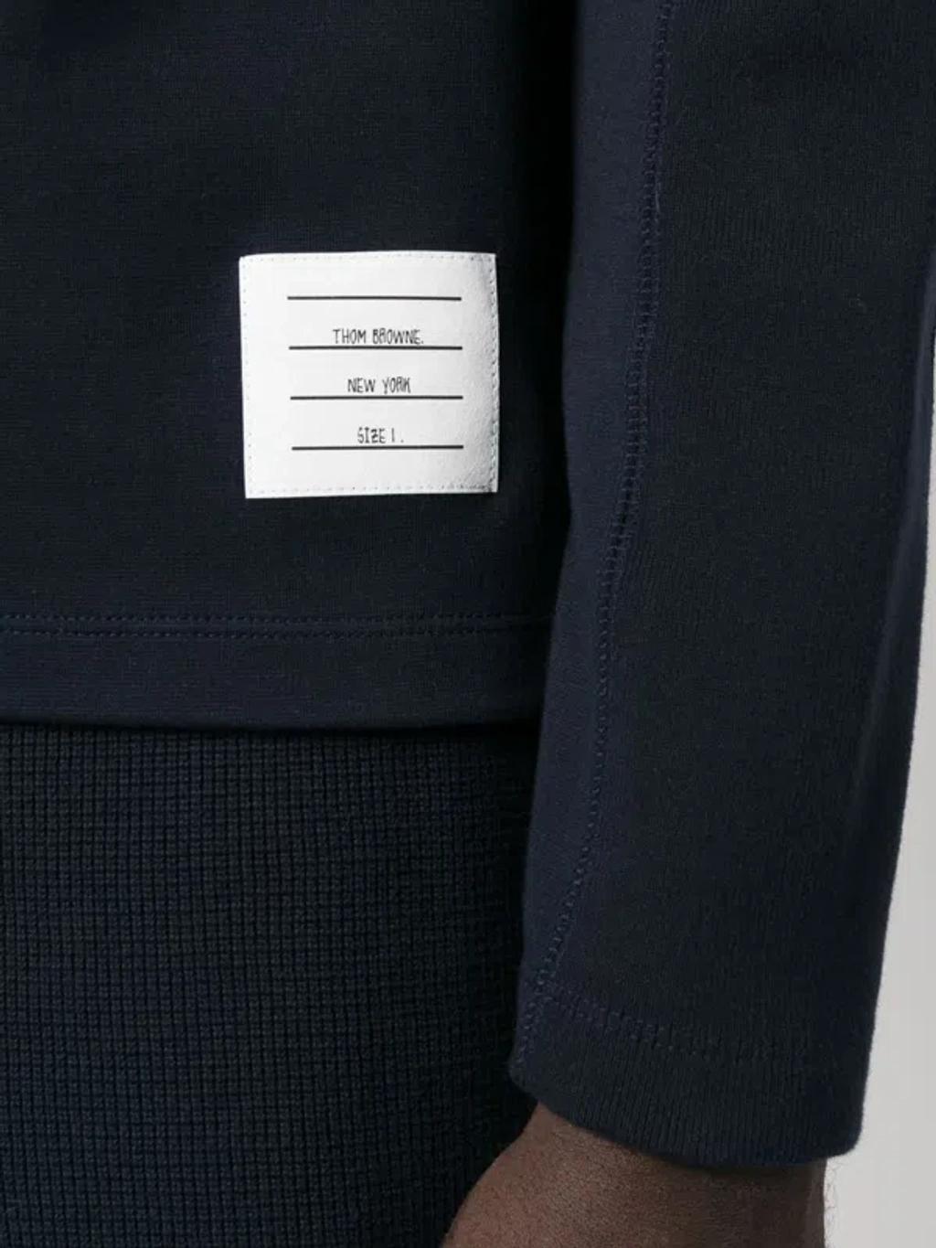 4 Bar Cotton Crewneck Sweater In Blue Product Image
