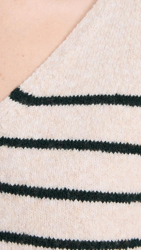 Madewell Stripe Vneck Cozy Cotton Wedged Pullover | Shopbop Product Image