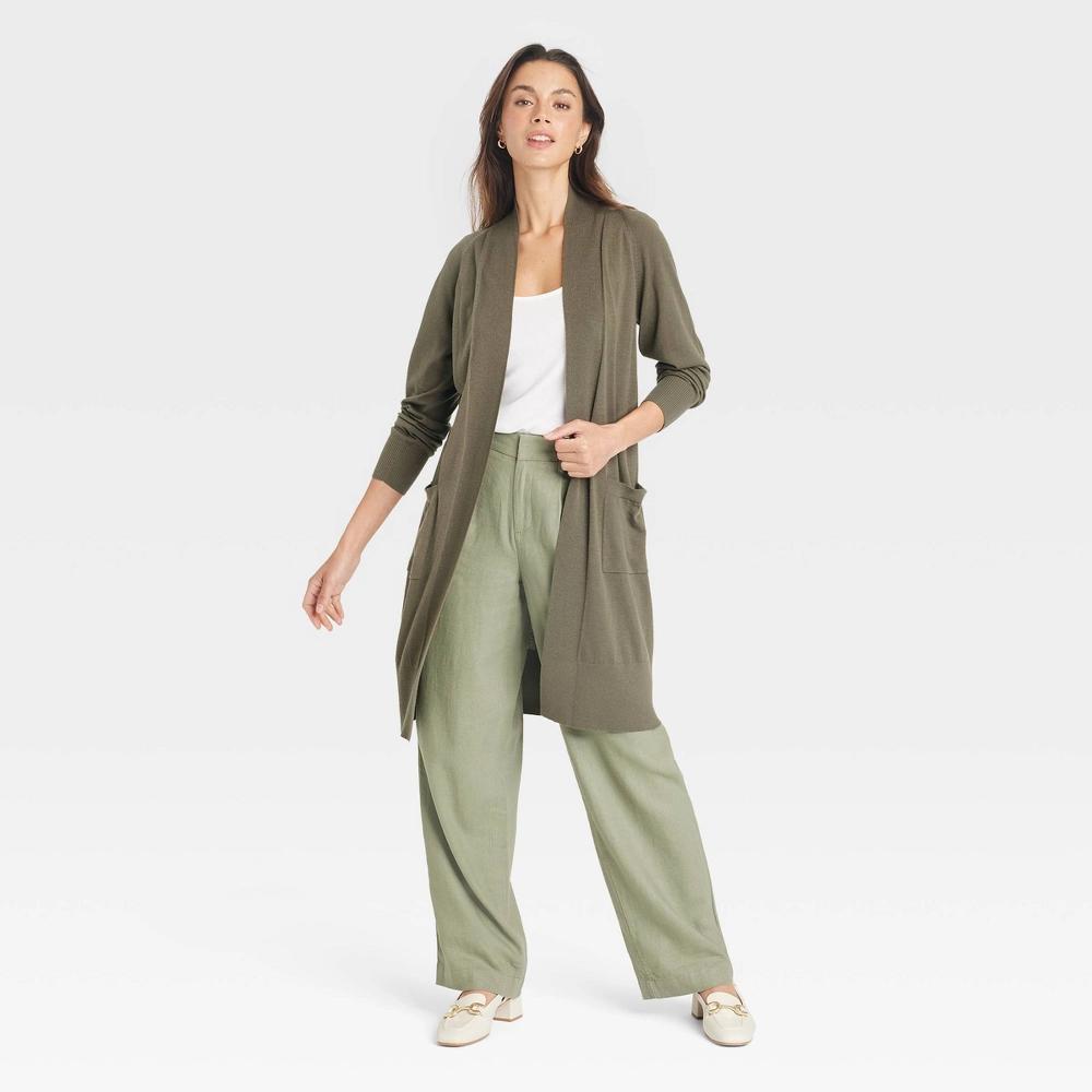 Women's Duster Cardigan - A New Day™ Olive XS Product Image