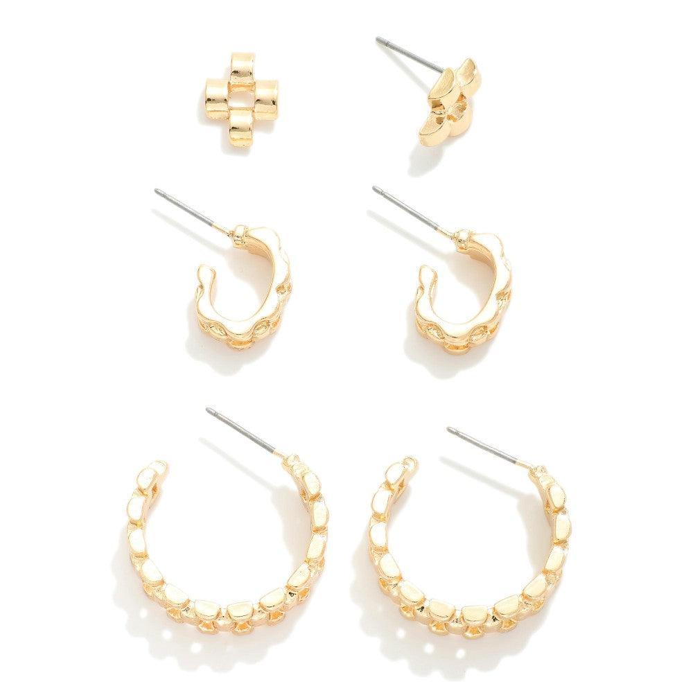Hoop and Cross Set- Gold Product Image