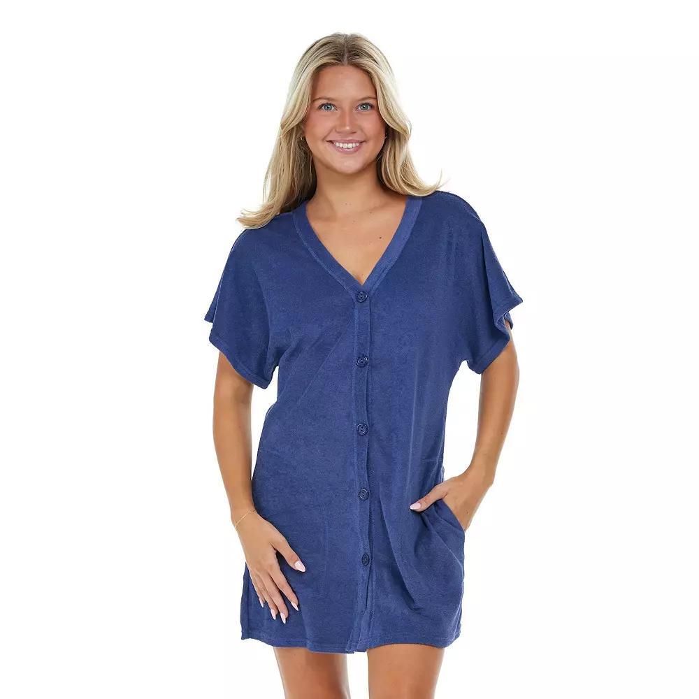 Plus Size Jordan Taylor Button Up Swim Cover Up with Pockets, Women's, Size: 3XL, Blue Product Image