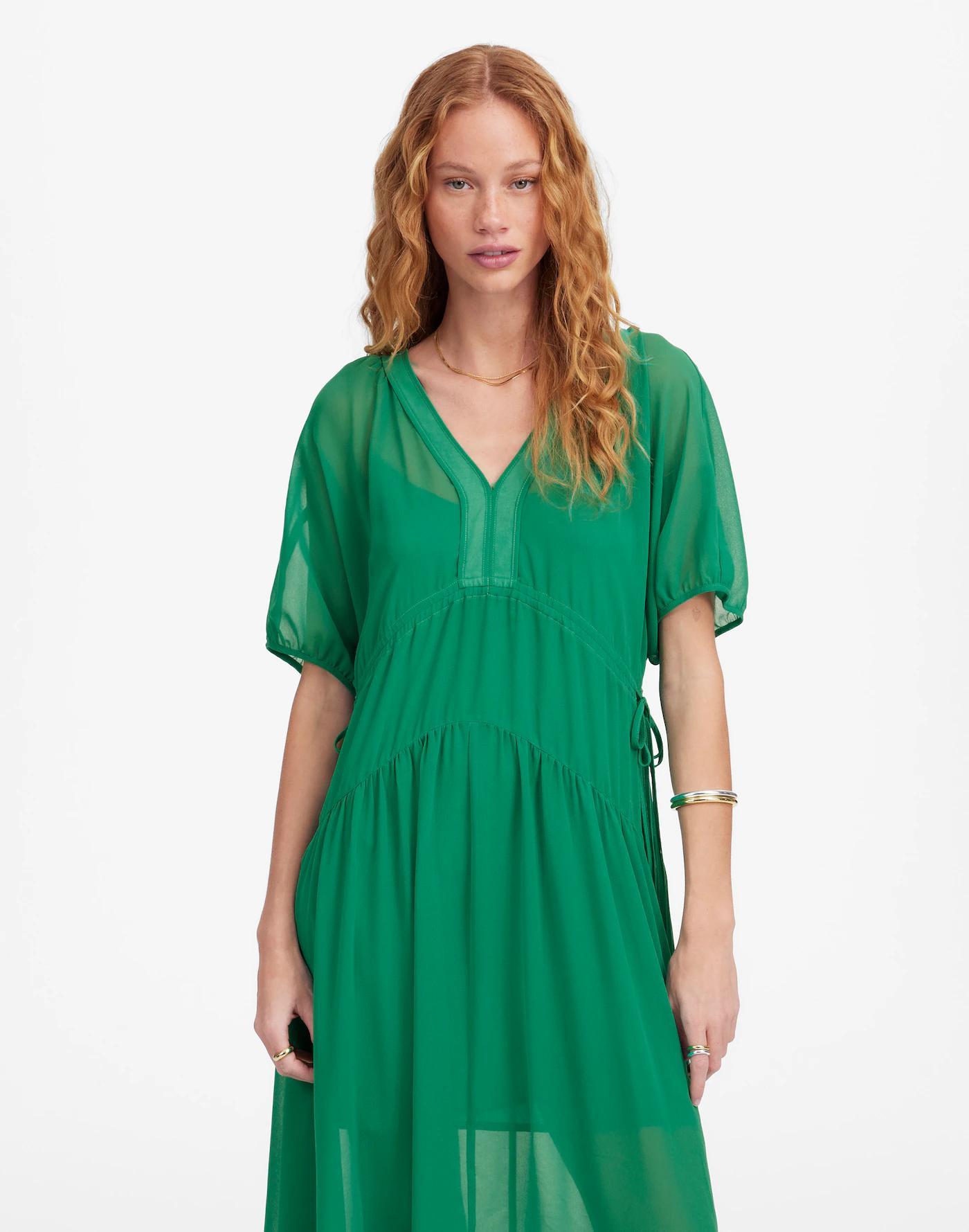 Sheer V-Neck Dolman Maxi Dress Product Image