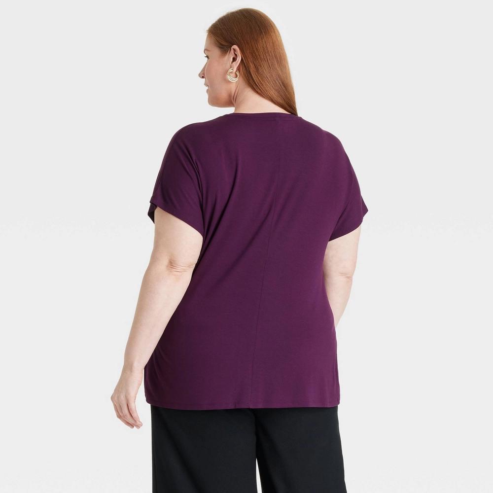 Womens Short Sleeve Asymmetrical T-Shirt - Ava & Viv Atlantic Burgundy XXL Product Image