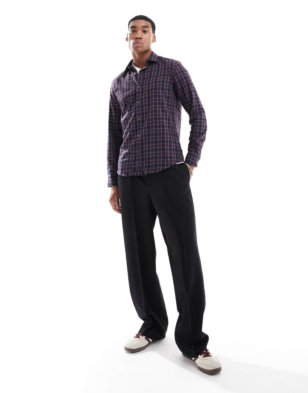 Scalpers Martyn Tartan Plaid Shirt In Navy  Product Image